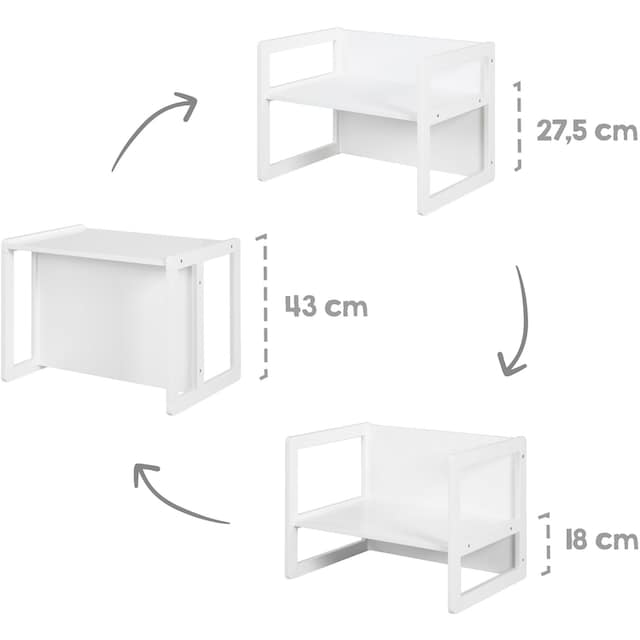 roba® Kindersitzgruppe »3in1, weiß«, als Wendehocker mit 3 verschiedenen  Höhen verwendbar bei ♕
