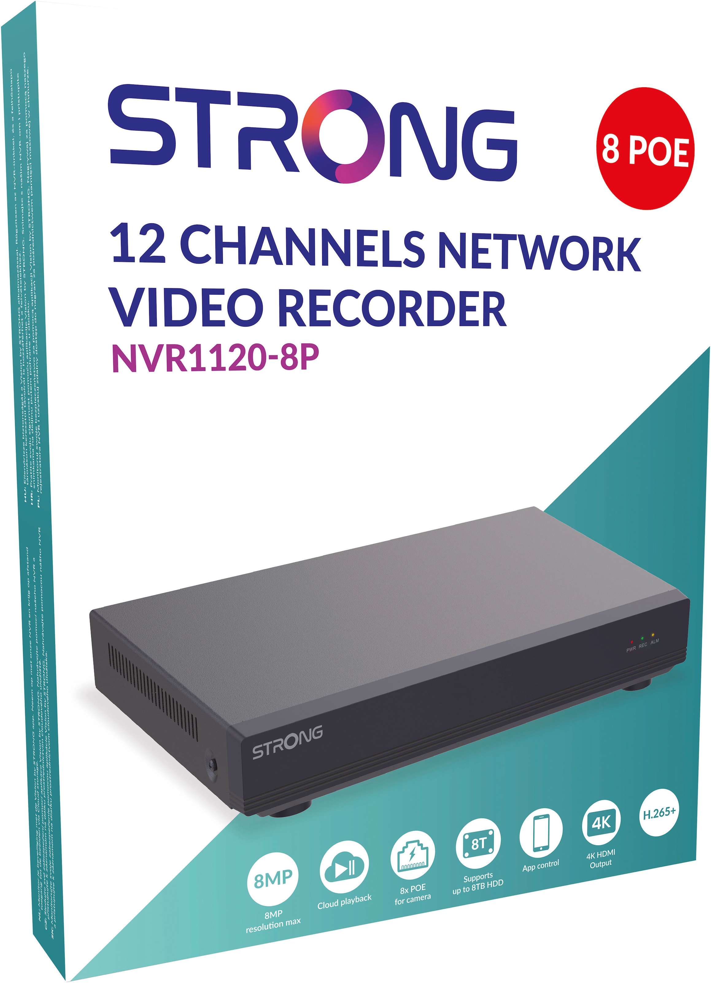 Strong Festplatten-Dockingstation »12-Kanal-Netzwerkrekorder 8x PoE«, 8 POE-PORTS, Unterstützt bis zu 8 TB HDD, Max. 8 MP Auflösung