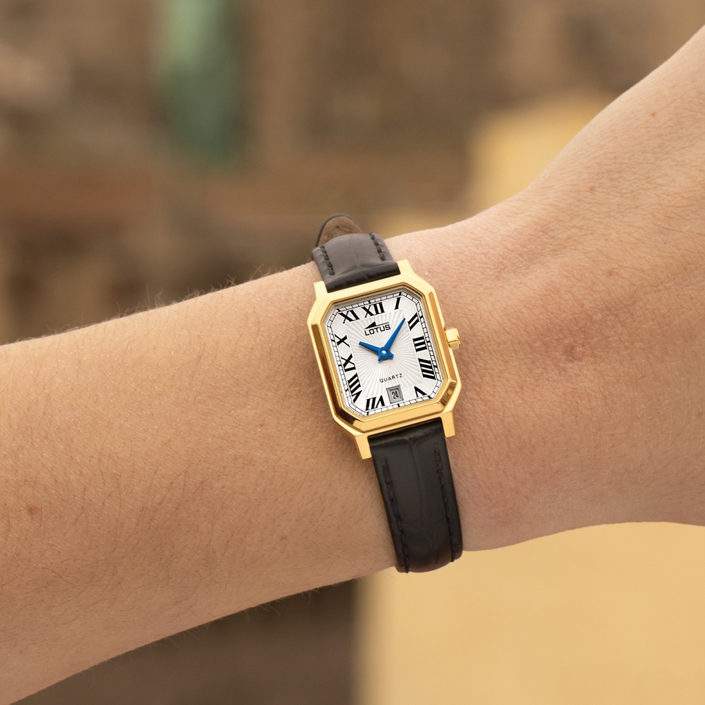 Lotus Quarzuhr »Square Series« Armbanduhr, Damenuhr, Lederarmband, analog, Tag
