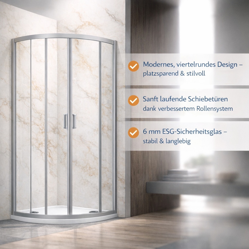 welltime Runddusche »New Summer« Hohe 190 cm, 6mm ESG, Easy Clean, verbessertes Rollensystem