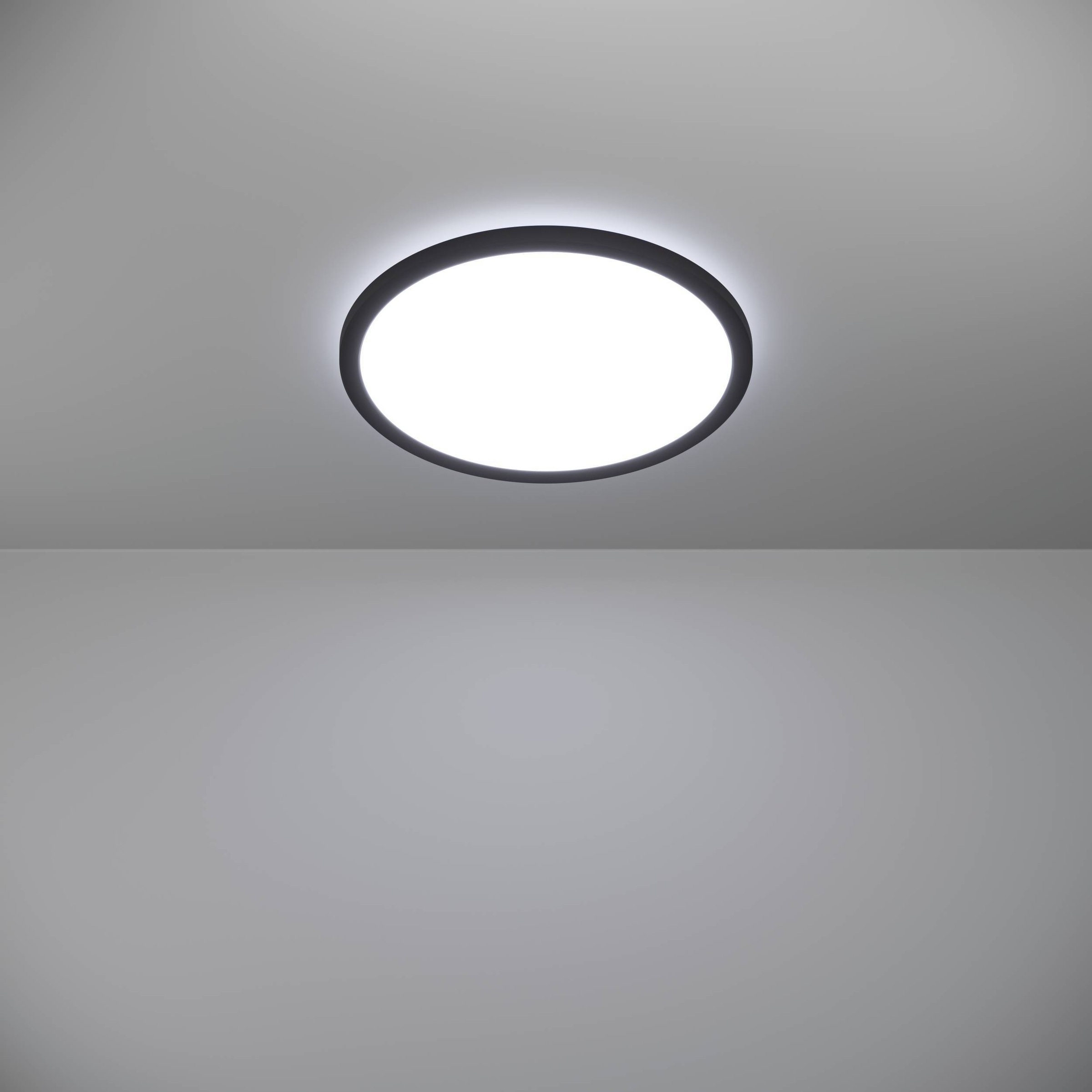 EGLO Deckenleuchte »Rovito Deckenlampe, Deckenbeleuchtung, Badlampe, Kunststoff, IP44« LED-Modul 1 Stk. Kaltweiß | Neutralweiß | Warmweiß Wand-/Deckenleuchte - H3 x Ø38,9 cm - schwarz - 18,5W inkl.