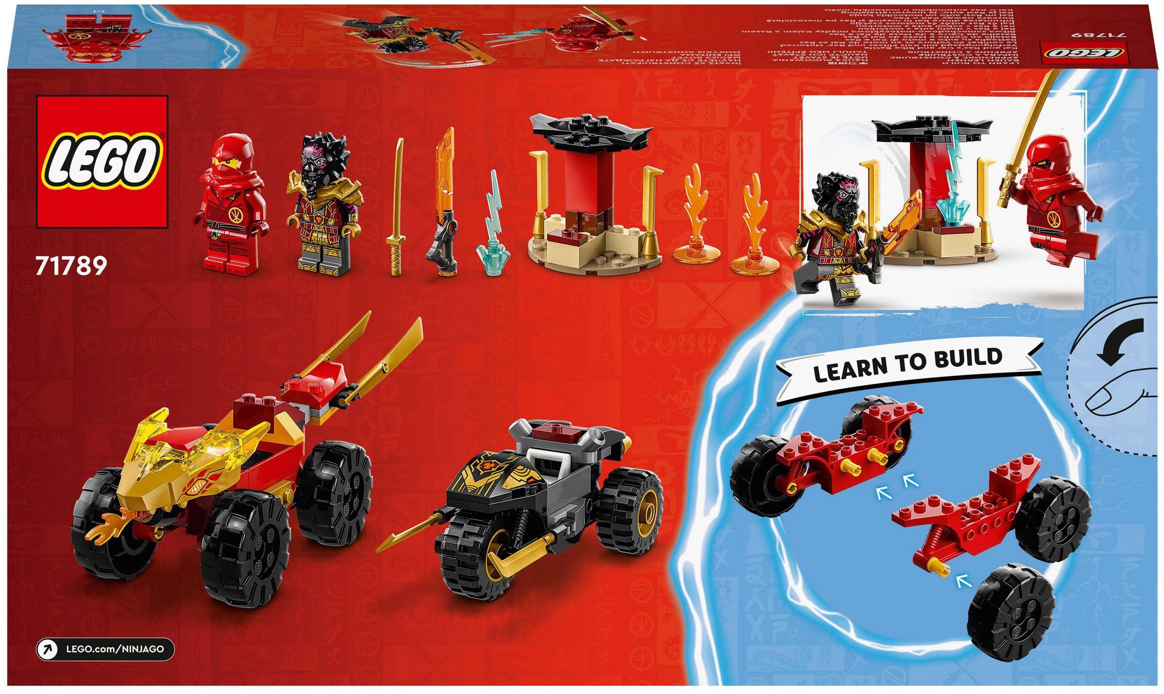 LEGO® Konstruktionsspielsteine »Verfolgungsjagd mit Kais Flitzer und Ras'  Motorrad (71789)«, (103 St.), LEGO® NINJAGO; Made in Europe bei
