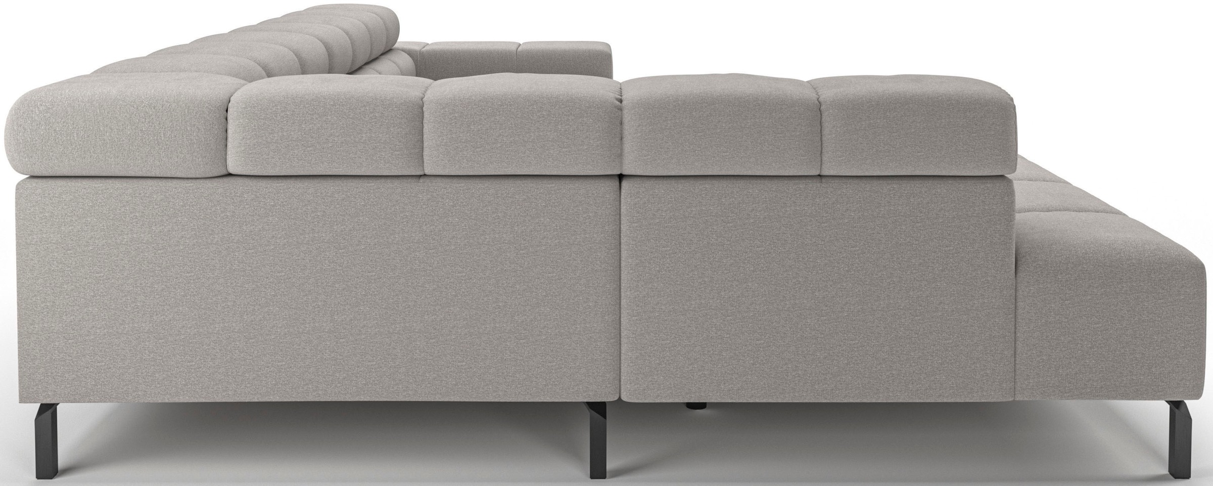 INOSIGN Ecksofa »Ancona New, wahlweise motorische Sitztiefenverstellung, auch Cord«, feine Steppung, mit Kopfteilverstellung, 3 Zierkissen, L-Form