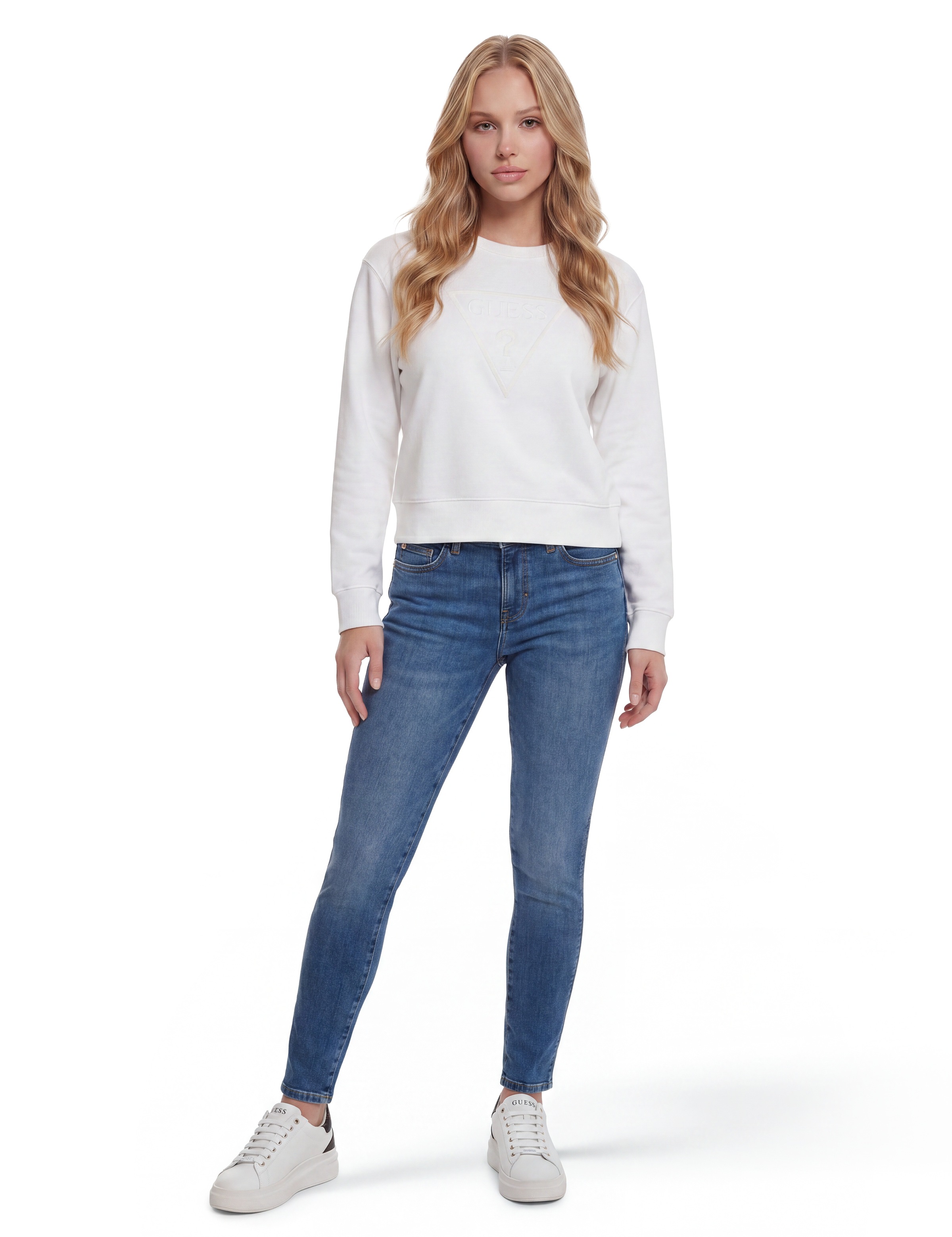 Guess Sweatshirt »NEW CN BASIC TRIANGLE«, mit tonalem Logodruck, Baumwollmix
