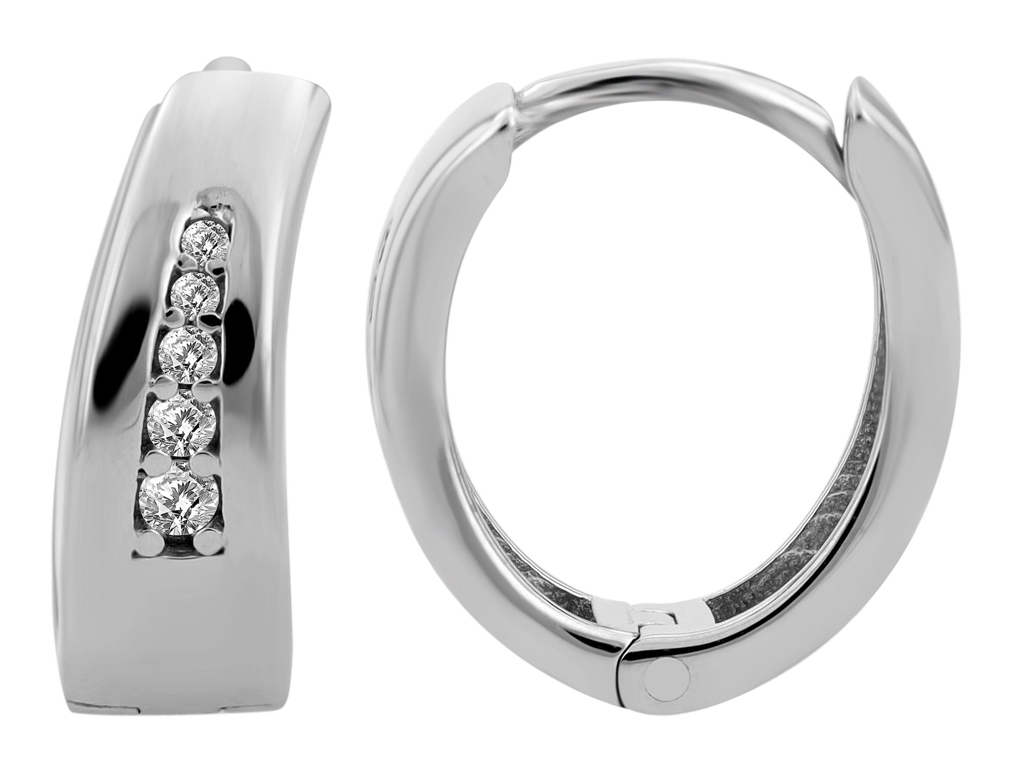 Adelia´s Paar Creolen »Damen Ohrringe ¿ Klappcreole aus 925 Silber mit Zirkonia«