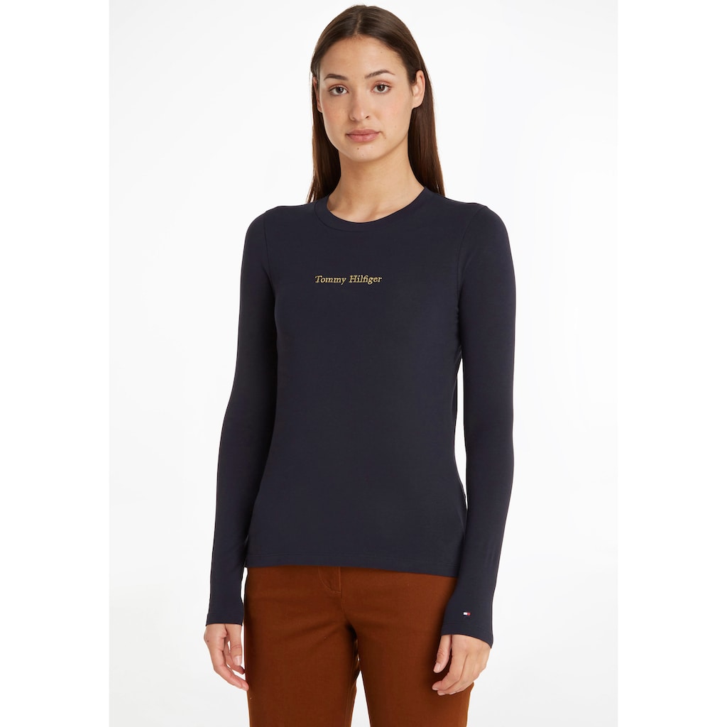 Tommy Hilfiger Langarmshirt »SLIM NY METALLIC C-NK LS« mit metallicfarbenen Print & Tommy Hilfiger Markenlabel Tommy Hilfiger Langarmshirt »SLIM NY METALLIC C-NK LS« mit metallicfarbenen Print & Tommy Hilfiger Markenlabel