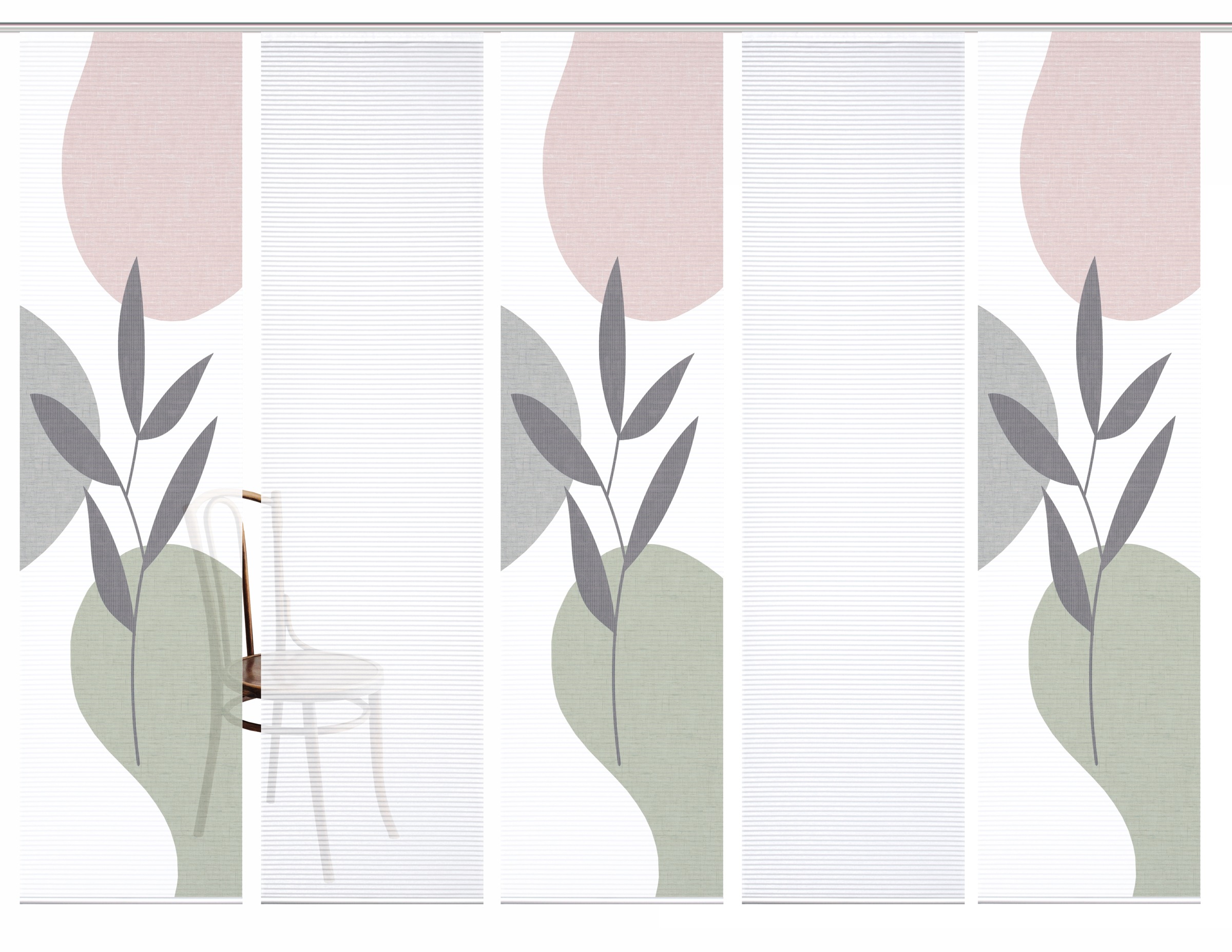 HOME in green Schiebegardine »FRONDA« Paneelwagen 5 Stk. tlg. SET DIGITALDRUCK,BAMBUSOPTIK RECYCELT