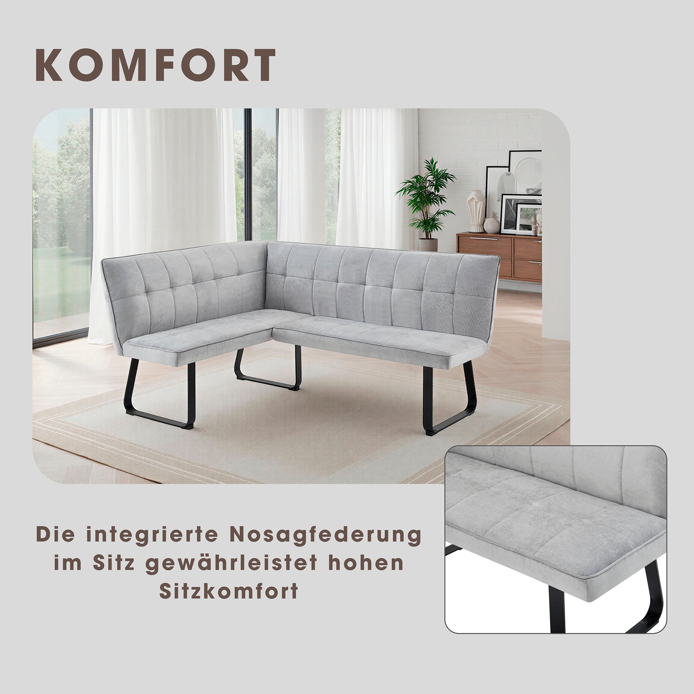 byLIVING Eckbank »Talea Küchenbank« 1 Stk. tlg. Komortable Nosaqfederung und gemütlicher Stoffbezug mit Farbauswahl