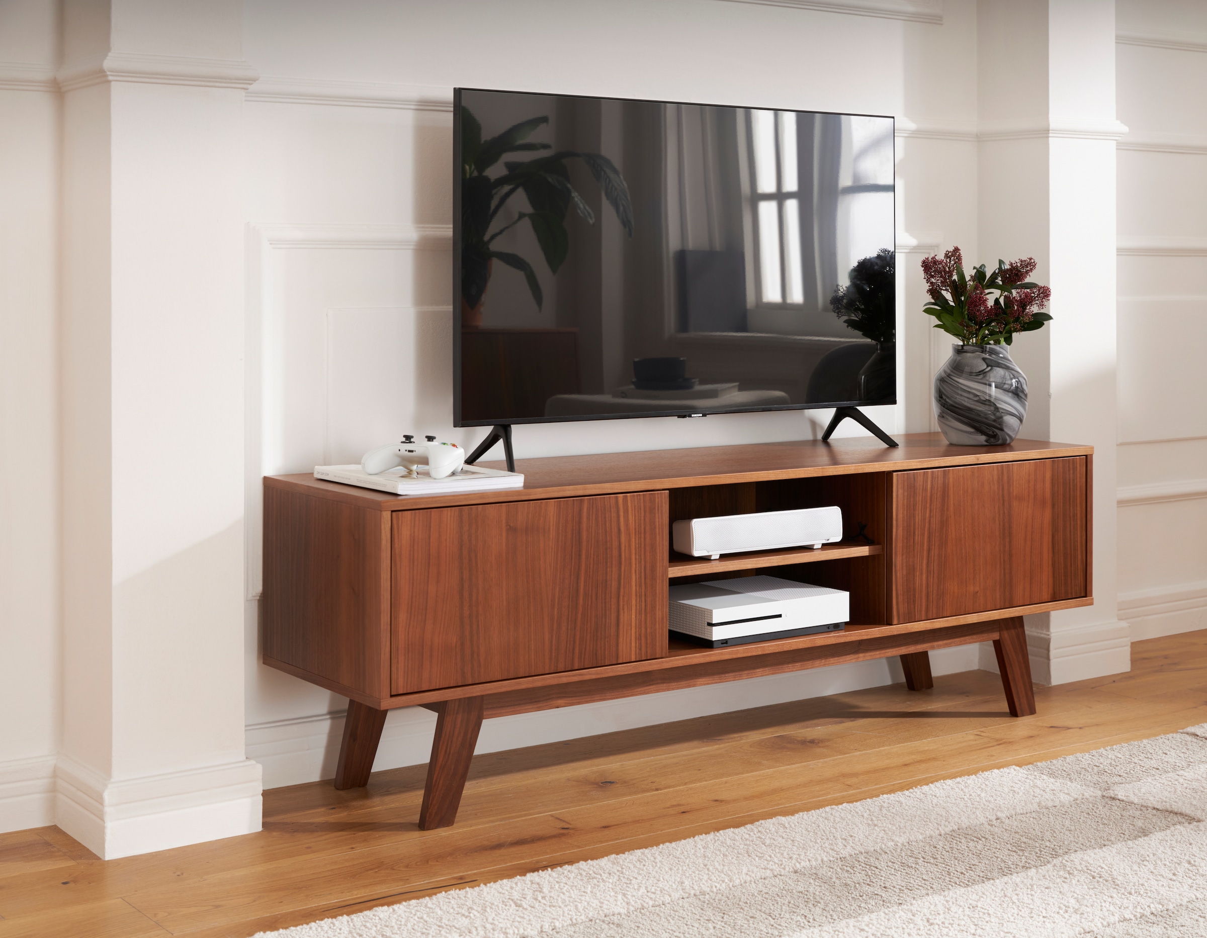 Guido Maria Kretschmer Home&Living TV-Board »Orlando«, Breite 150 cm, Holzfurnier, Push-to-open-Funktion