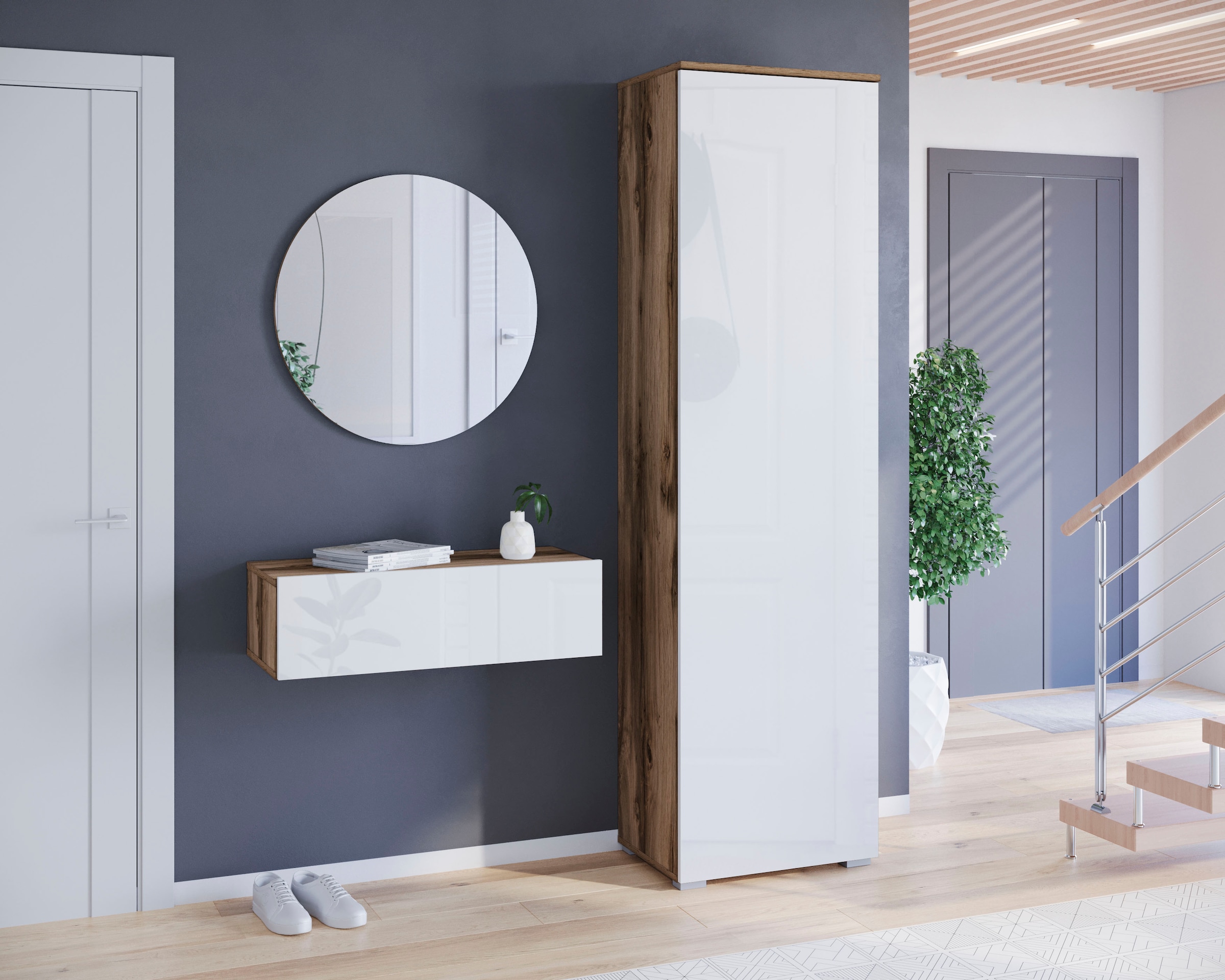 INOSIGN Schuhschrank »Paris, stehend oder hängend montierbar, Türanschlag wechselbar«, moderne Garderobenschrank Höhe 180cm, 6 geräumiger Fächer