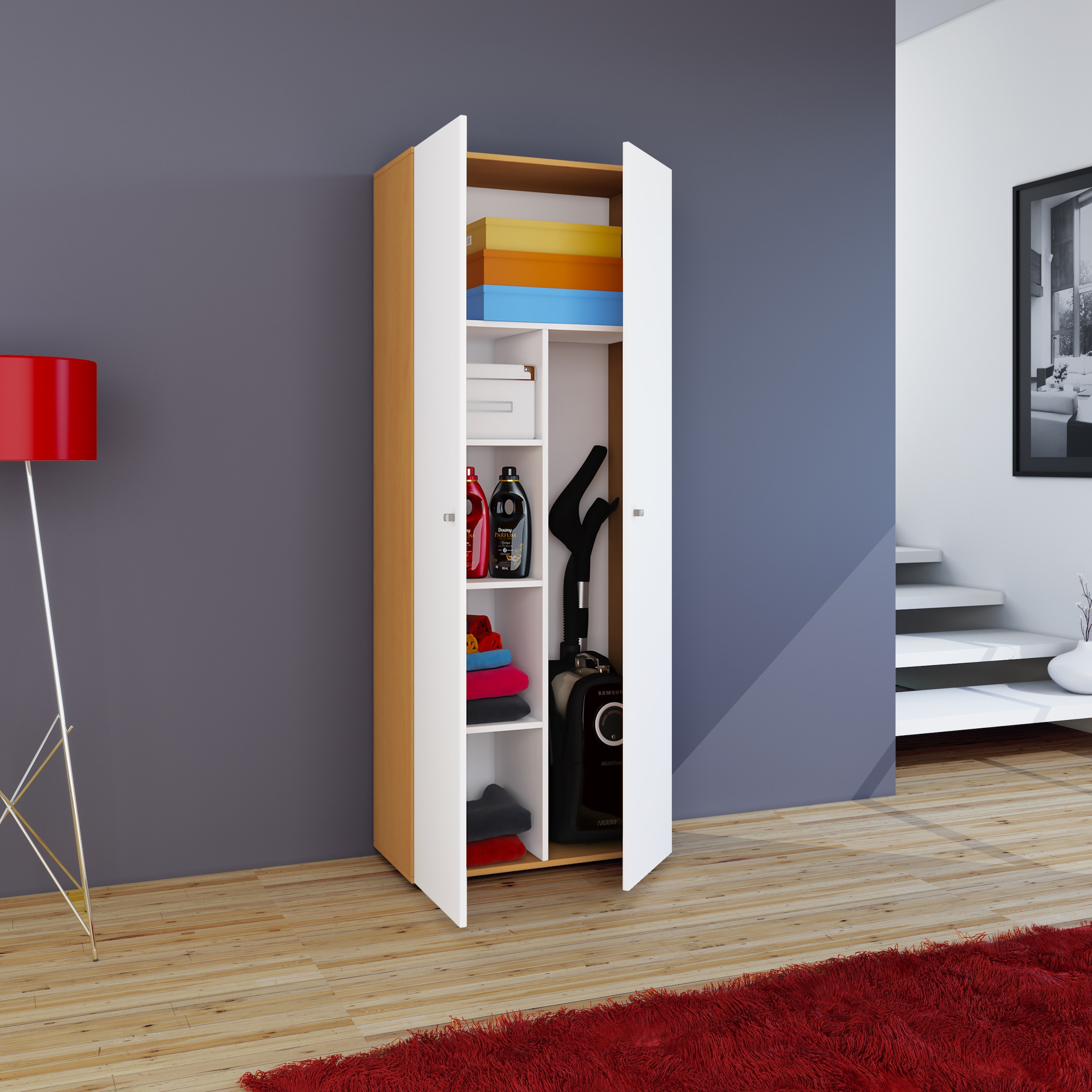 VCM Mehrzweckschrank »VCM Besenschrank | 6 Fächer | Maße: B. 70 x H. 178 x T. 40 cm | Haushaltsschrank | Mehrzweckschrank | Vandol«, (1 St.)