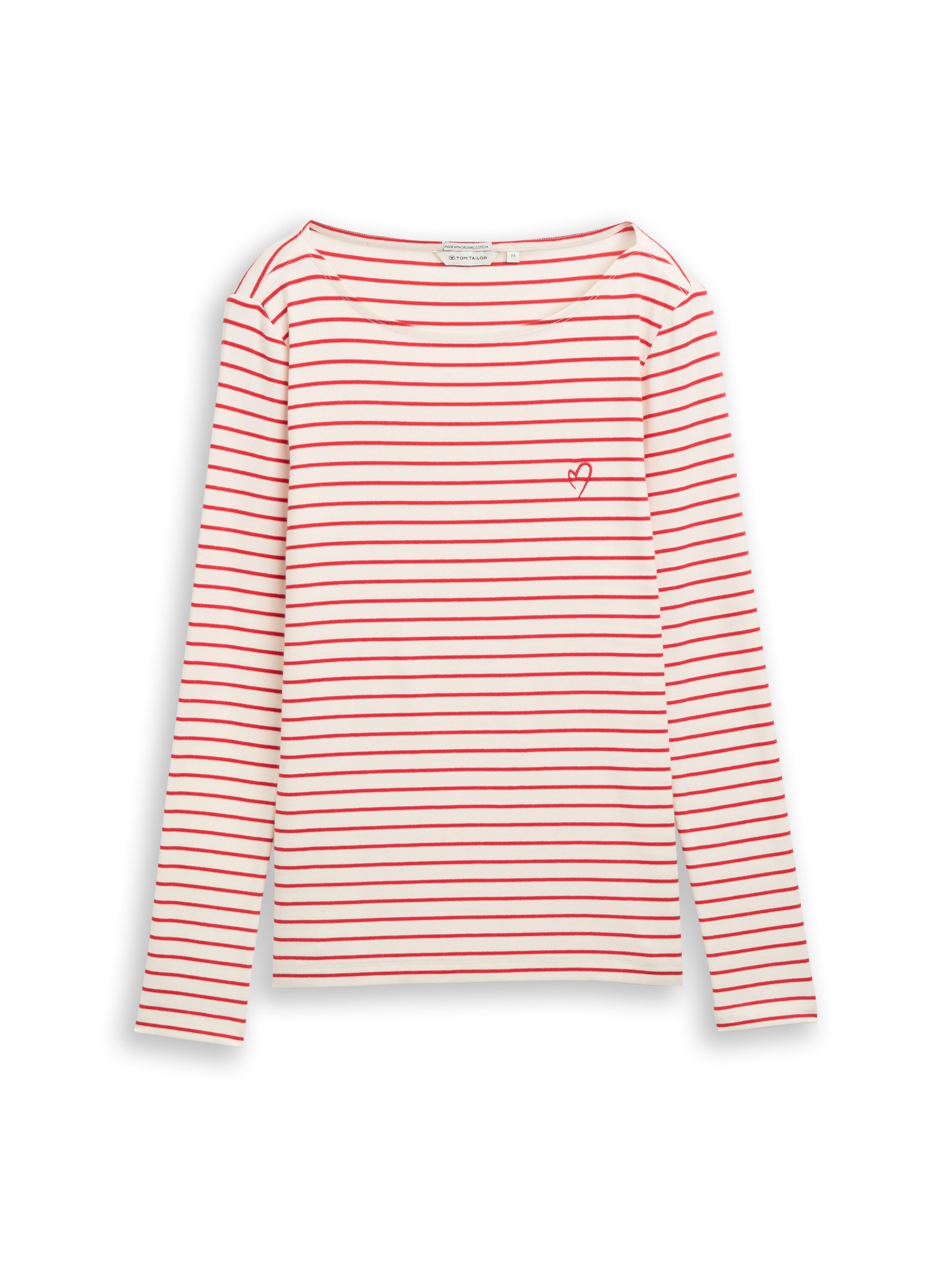 TOM TAILOR Langarmshirt im Streifen-Look und mit Stickerei