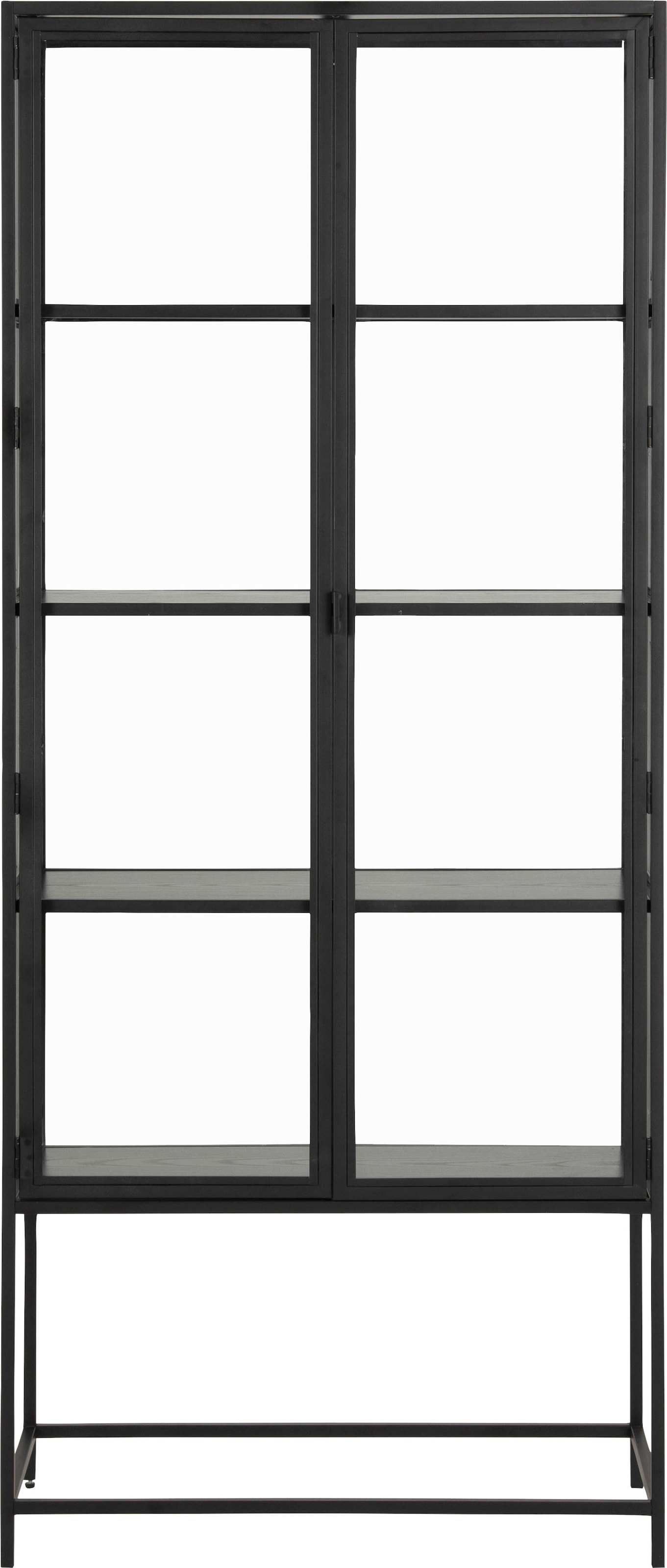 Glasvitrine, mit Glastüren und Metallrahmen, 4 Einlegeböden, B: 77 x H: 185,6 cm