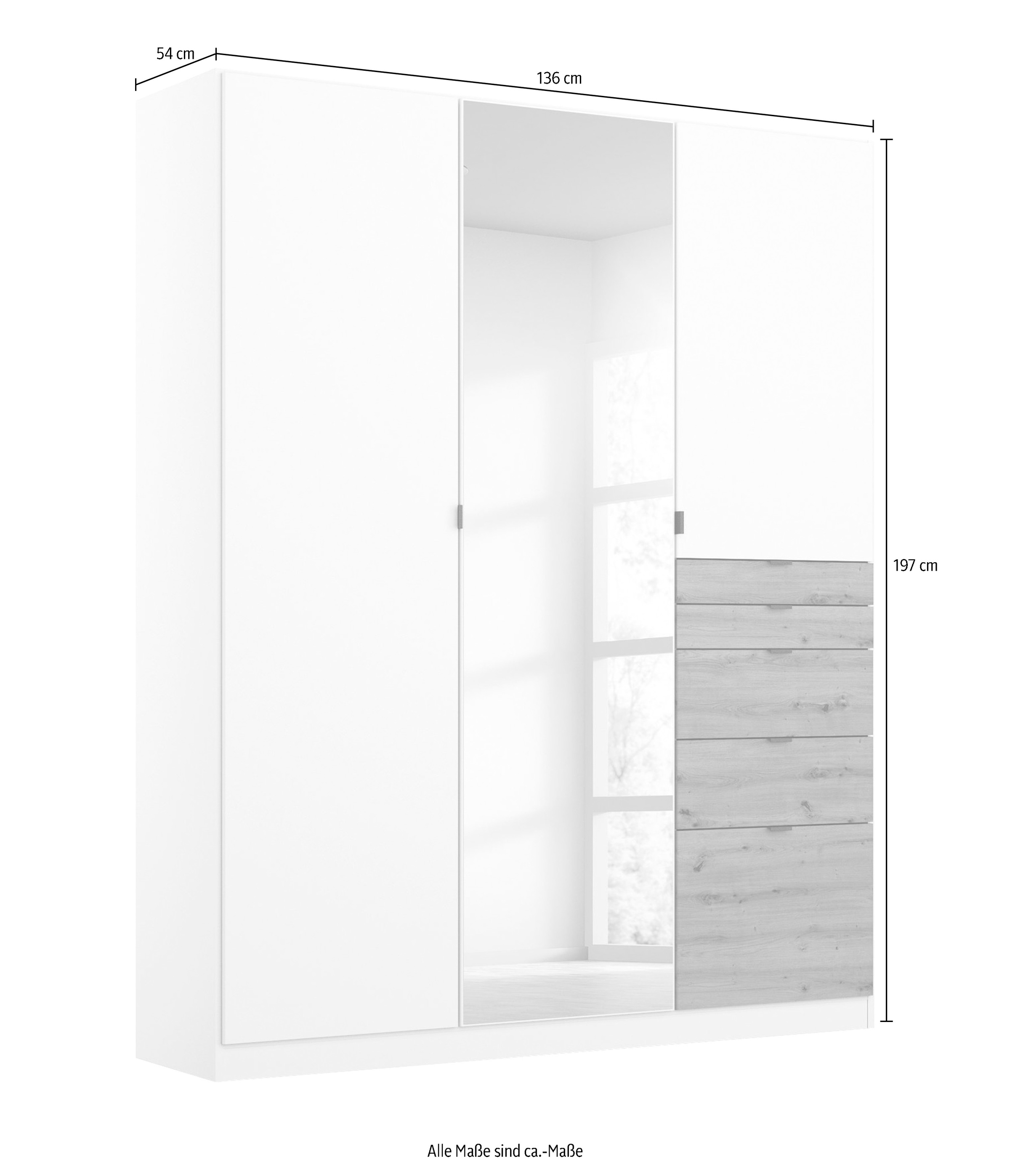 rauch Drehtürenschrank »Kleiderschrank Schrank Garderobe Wäscheschrank Ankleide ONTARIO« Breiten 136/181 cm, 