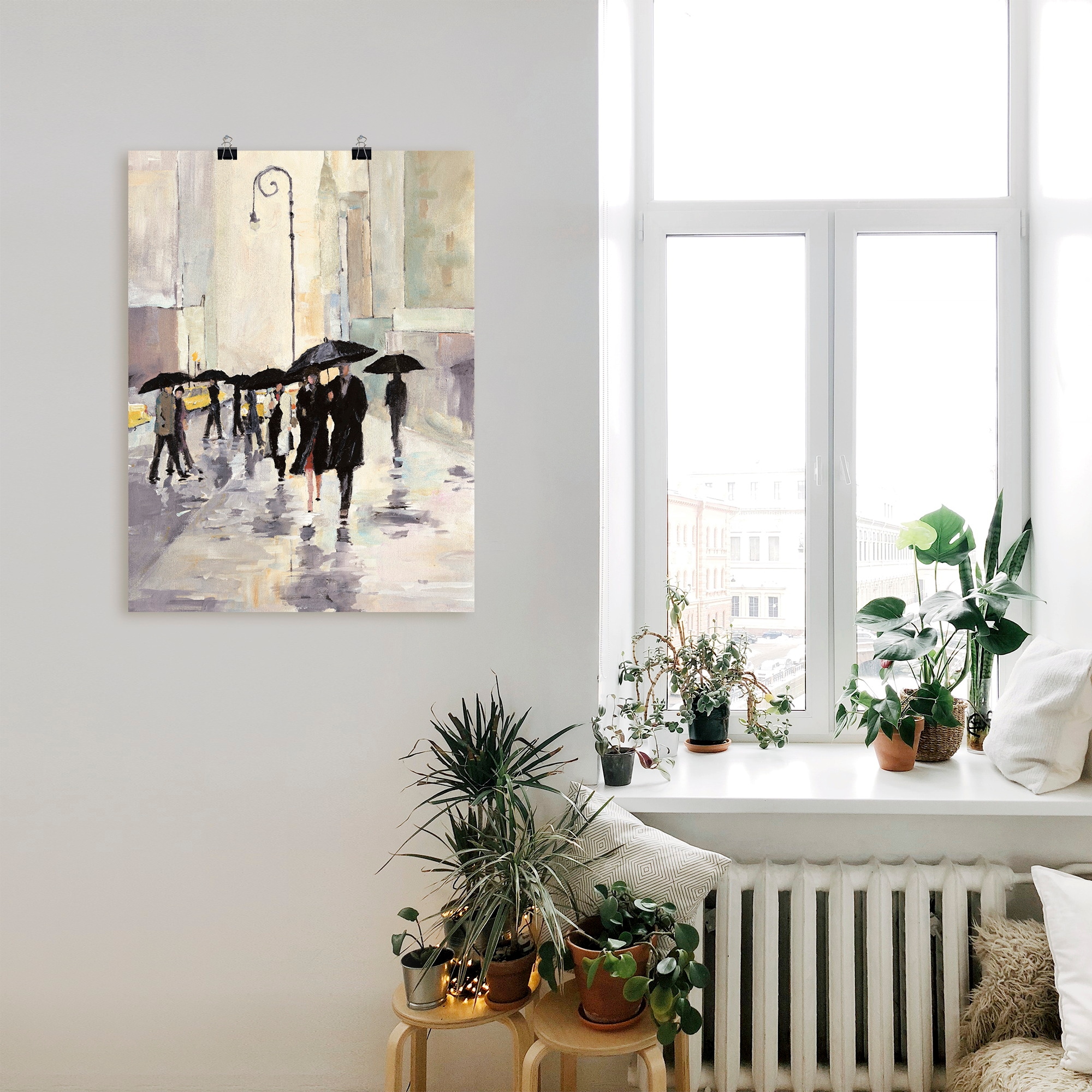 Artland Wandbild »Stadt im Regen« Gruppen & Familien 1 Stk. tlg. als Leinwandbild, Poster in verschied. Größen