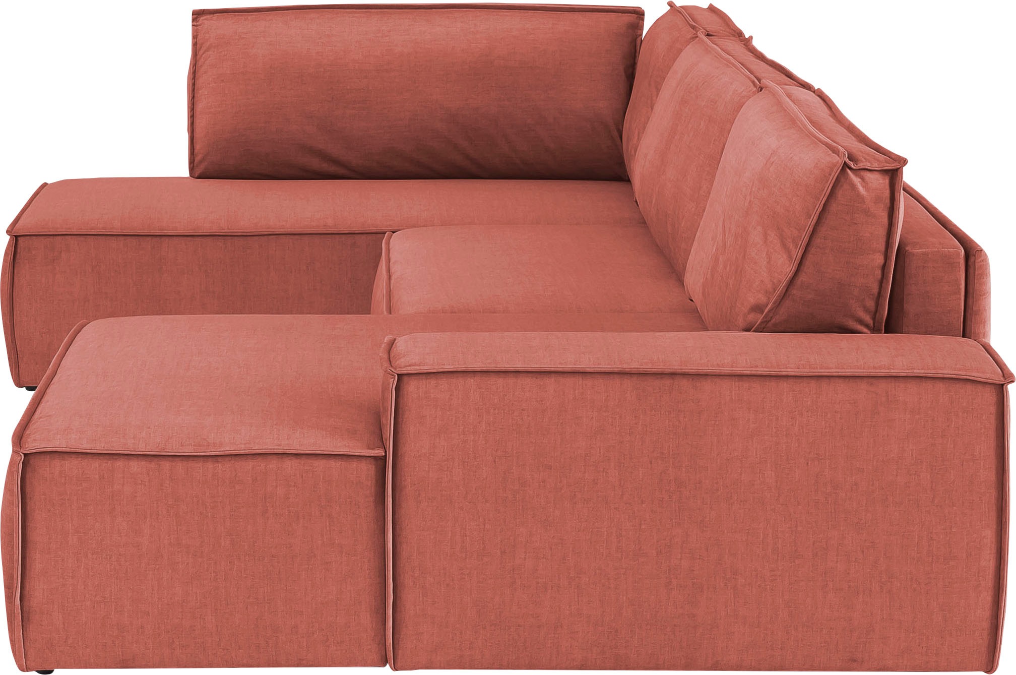 Home affaire Wohnlandschaft »SHERWOOD 329 cm, U-Form, Schlafsofa,«, Schlaffunktion m. Bettkasten (194x139 cm), Cord, Vintage, Samtvelours