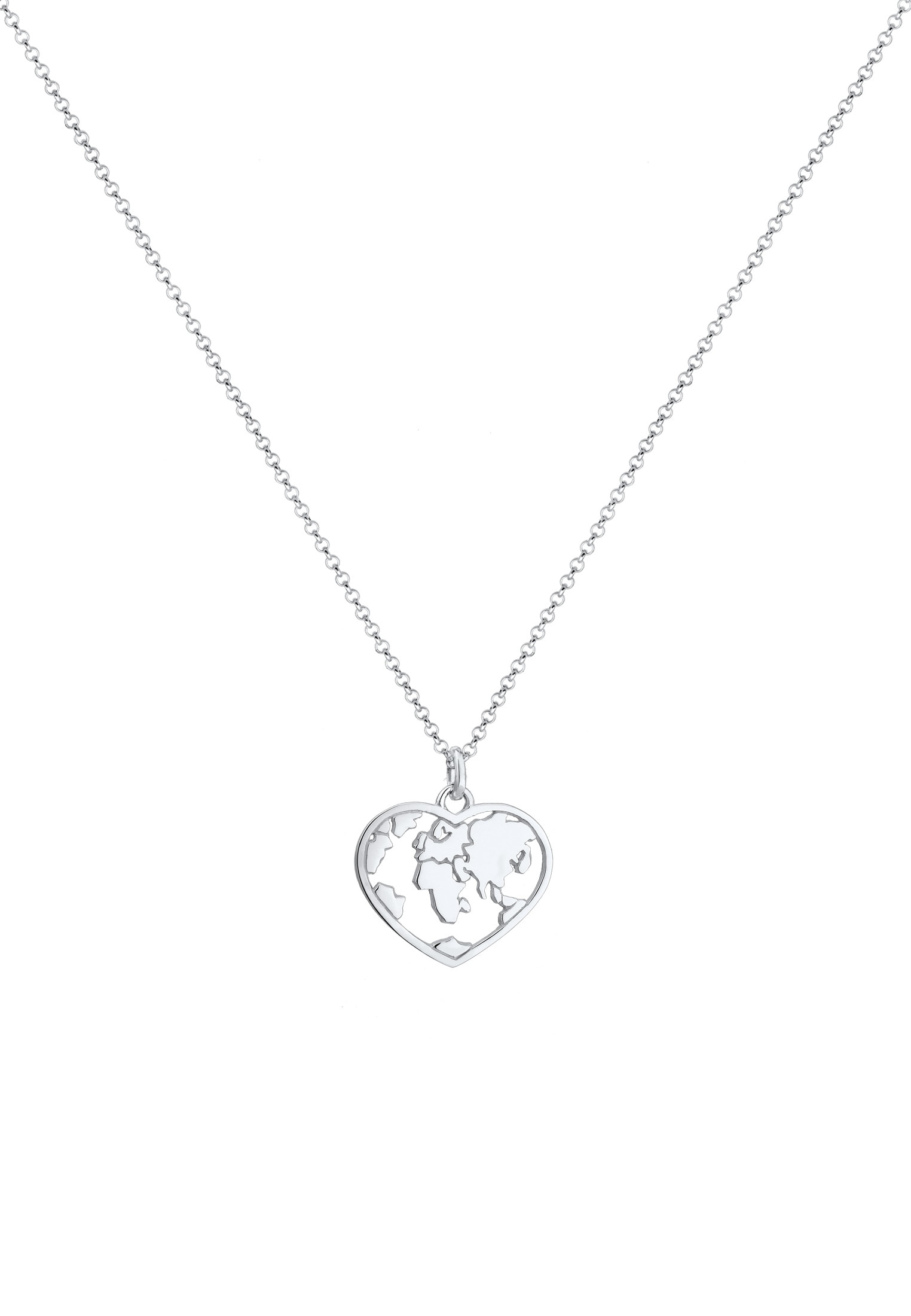 Elli Lange Kette »Halskette Herz Weltkugel Globus Erbskette Trend 925 Silber«