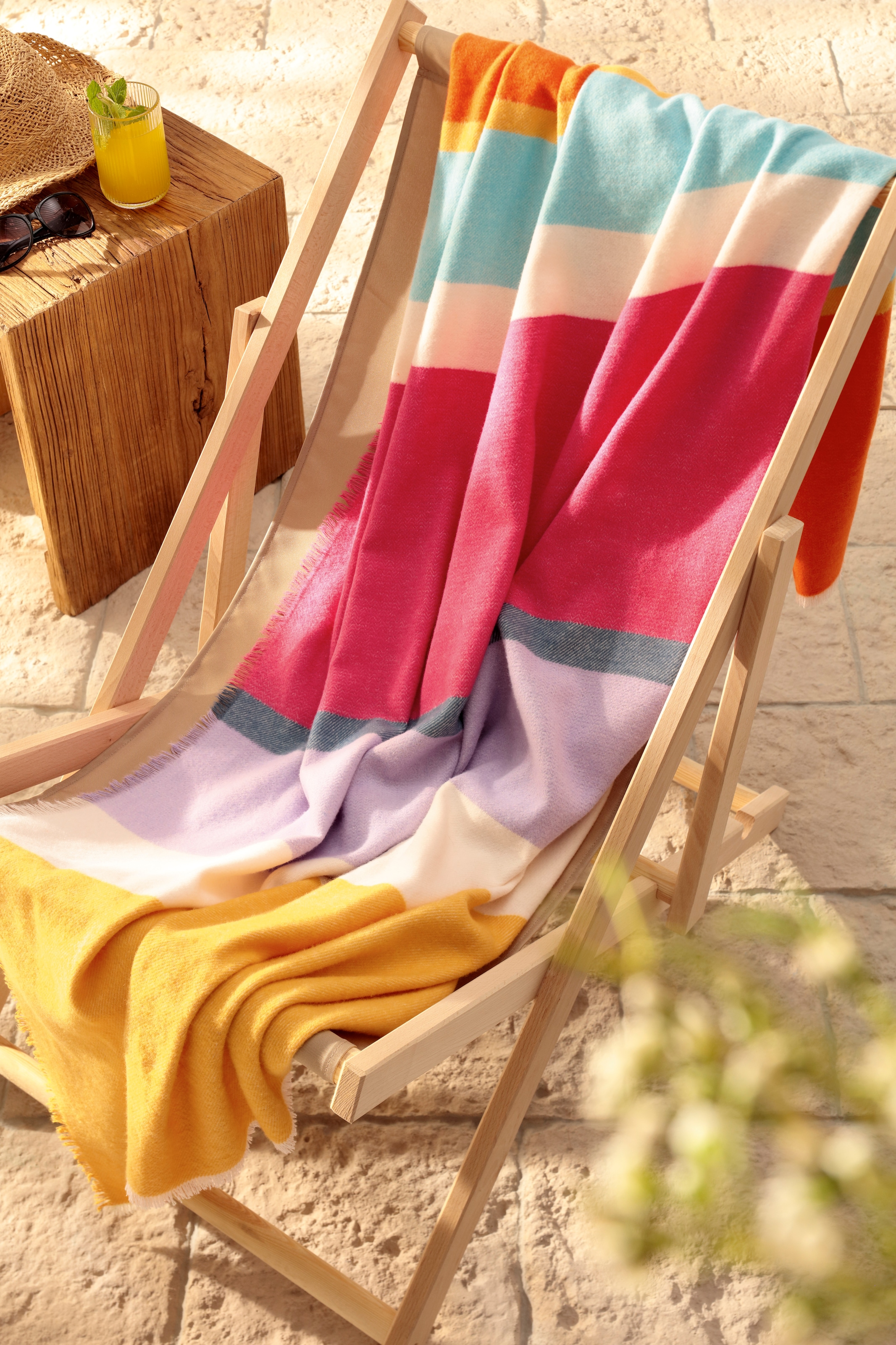 Biederlack Plaid »Plaid Summer« sommerliches Plaid mit Fransen