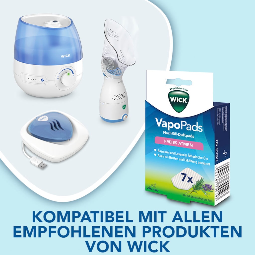 WICK Inhalations-Zusatz »VapoPads Rosmarin & Lavendel - VBR«, (Packung, 7 tlg.)