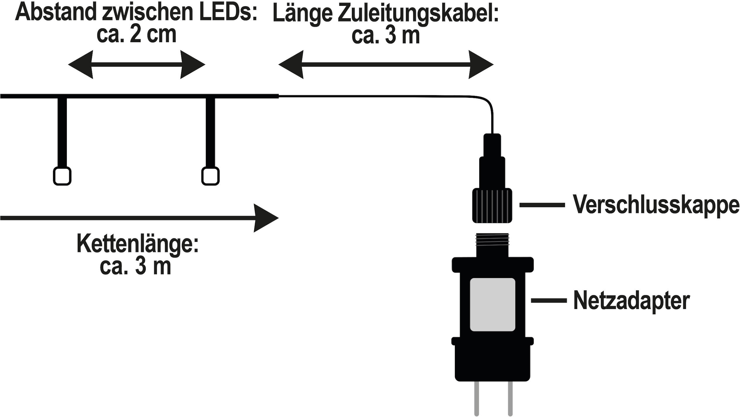OTTO home LED-Lichterkette »Clusterlichterkette,3/6/8/12/14/18/24 m, 8 Modi, Timer, Indoor Outdoor« Blinkfunktionen, Timer, Memoryfunktion, incl. Atapter, 3 m Zuleitung