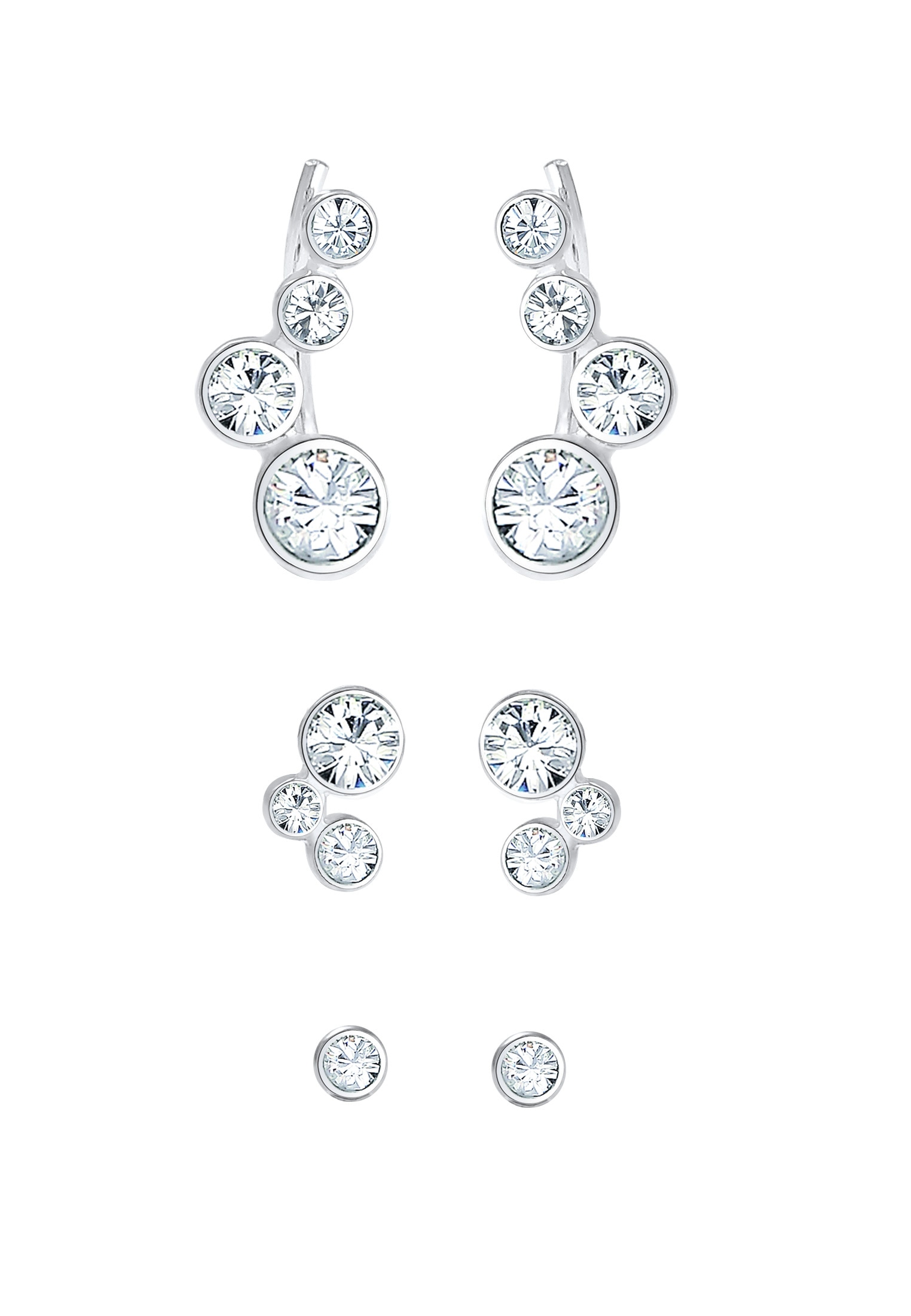 Elli Ohrstecker-Set »Ohrringe Climber Stecker Kristalle Set (3 tlg) 925 Silber«
