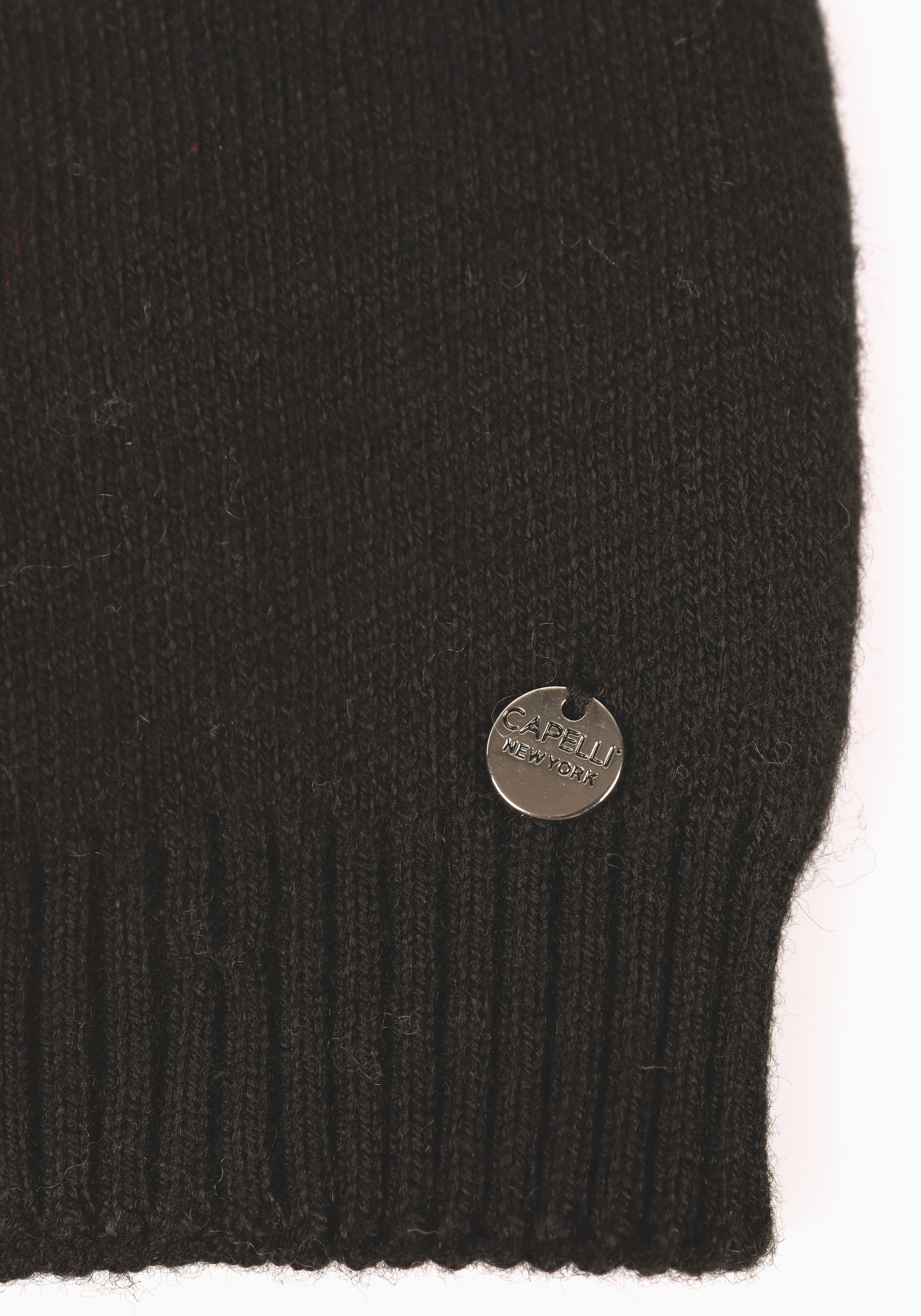 Capelli New York Beanie Metall-Logo, gerafft, Feinstrick