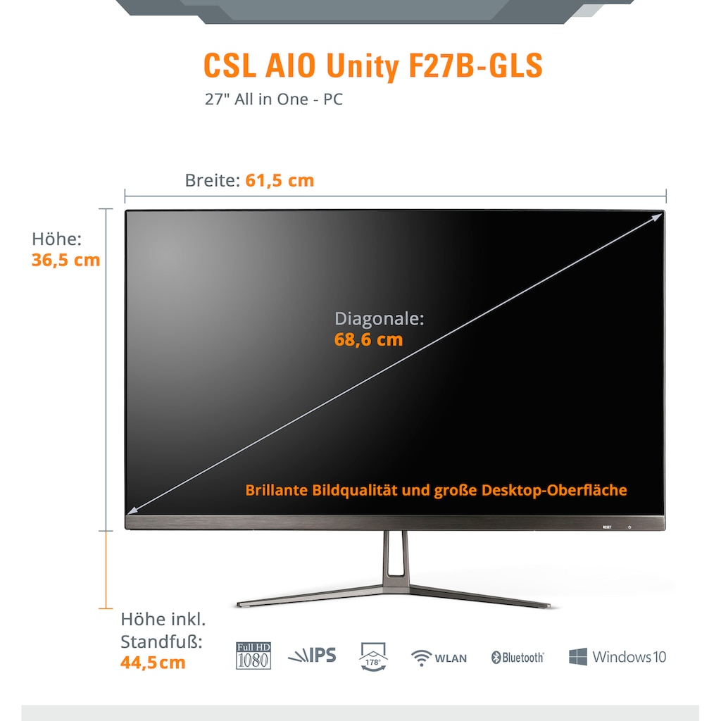 CSL All-in-One PC »Unity F27-GLS mit Windows 10 Home«