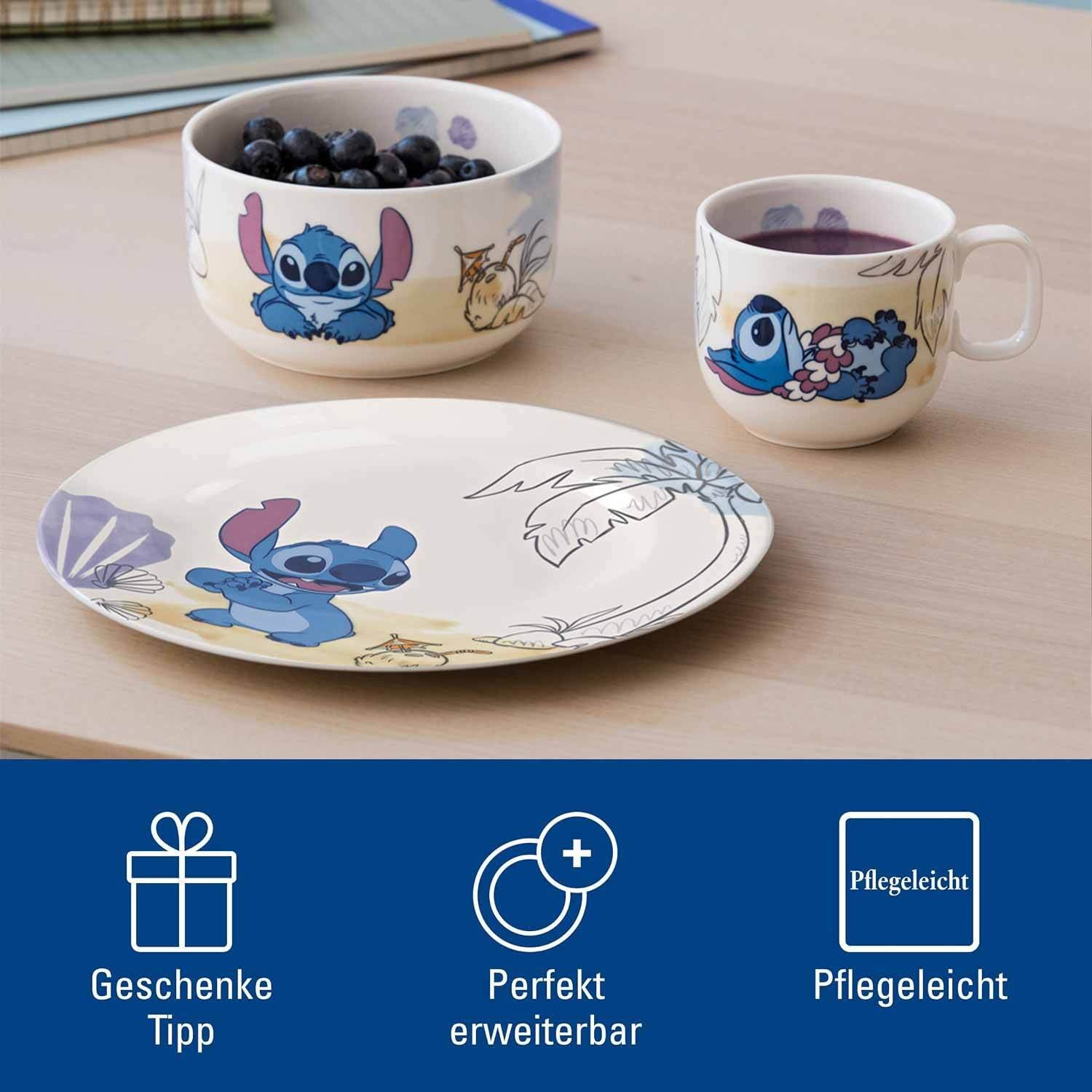 Villeroy & Boch Kindergeschirr-Set »Kindergeschirr-Set Disney Stitch 3er Set bunt« Spülmaschinenfest, Mikrowellensicher