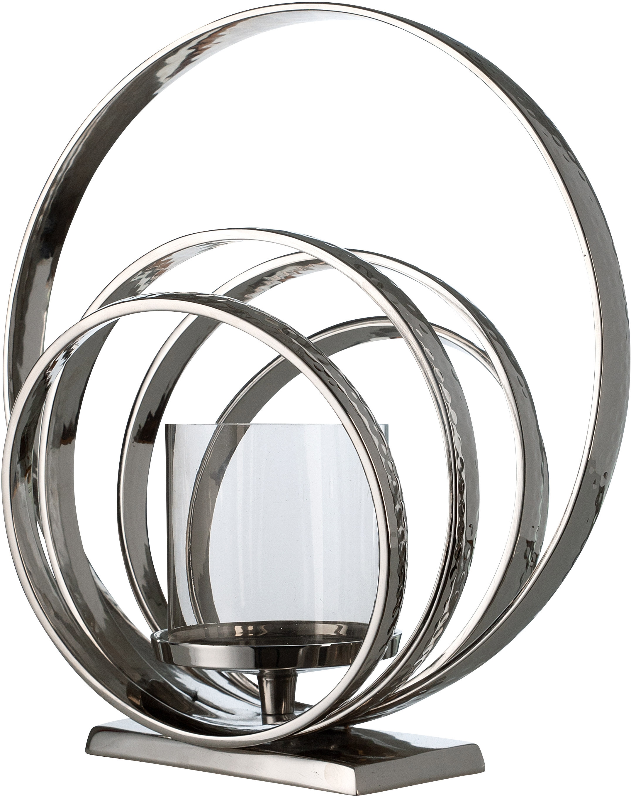 GILDE Kerzenhalter »Ringe«, (1 St.), Kerzenleuchter aus Aluminium, Höhe ca.  46 cm auf Rechnung bestellen