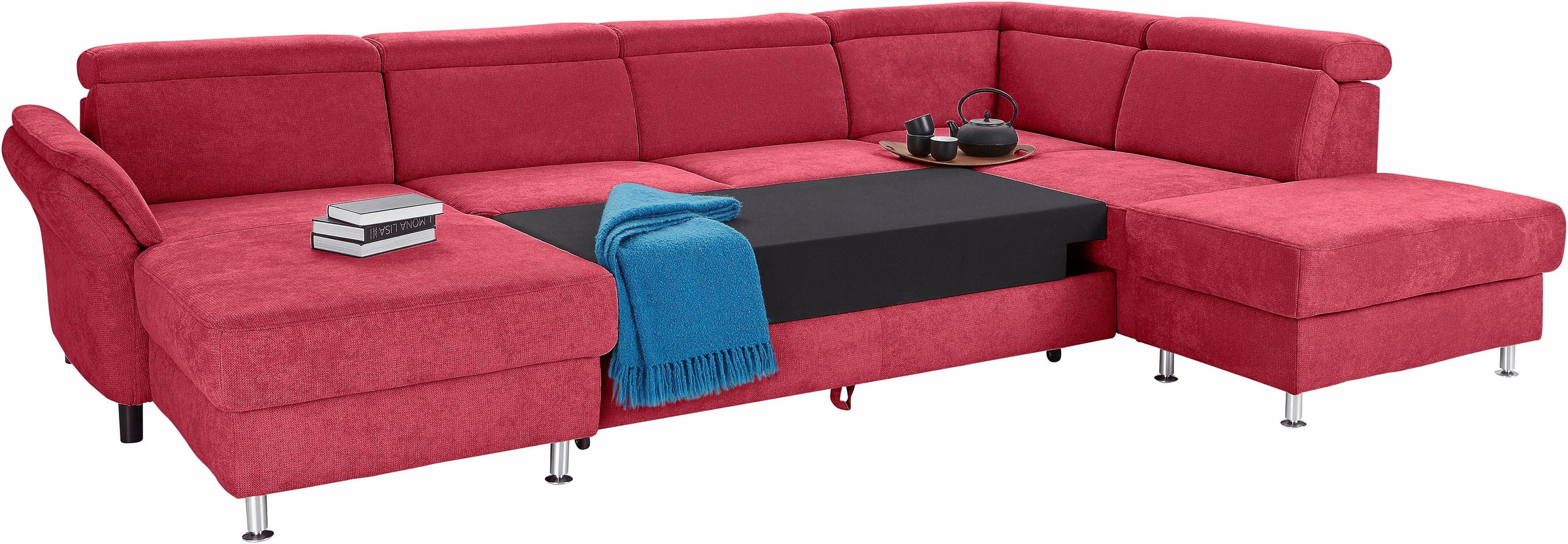 sit&more Wohnlandschaft »Avignon U-Form«, wahlweise mit Bettfunktion und Stauraum, inklusive Kopfteilverstellung