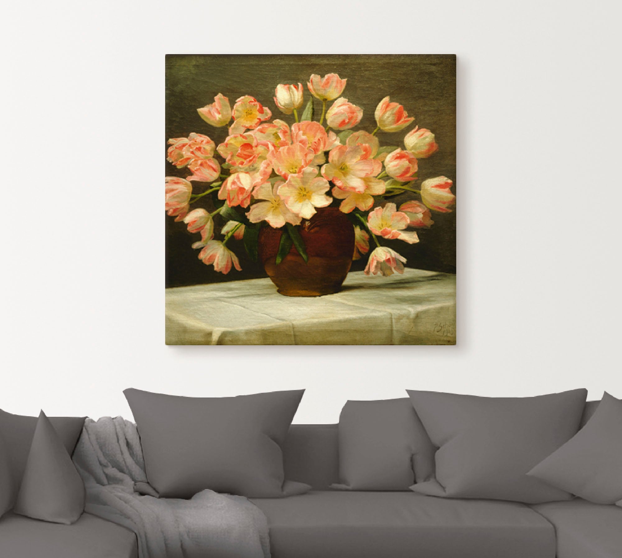 Artland Leinwandbild »Tulpen in einer Vase. 1915« Blumen 1 Stk. tlg. auf Holzrahmen gespannt