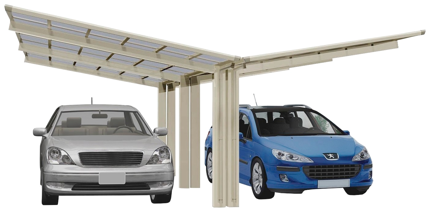 Doppelcarport »Linea Typ 110 Y-Edelstahl-Look«, Aluminium, 532 cm, edelstahlfarben,...