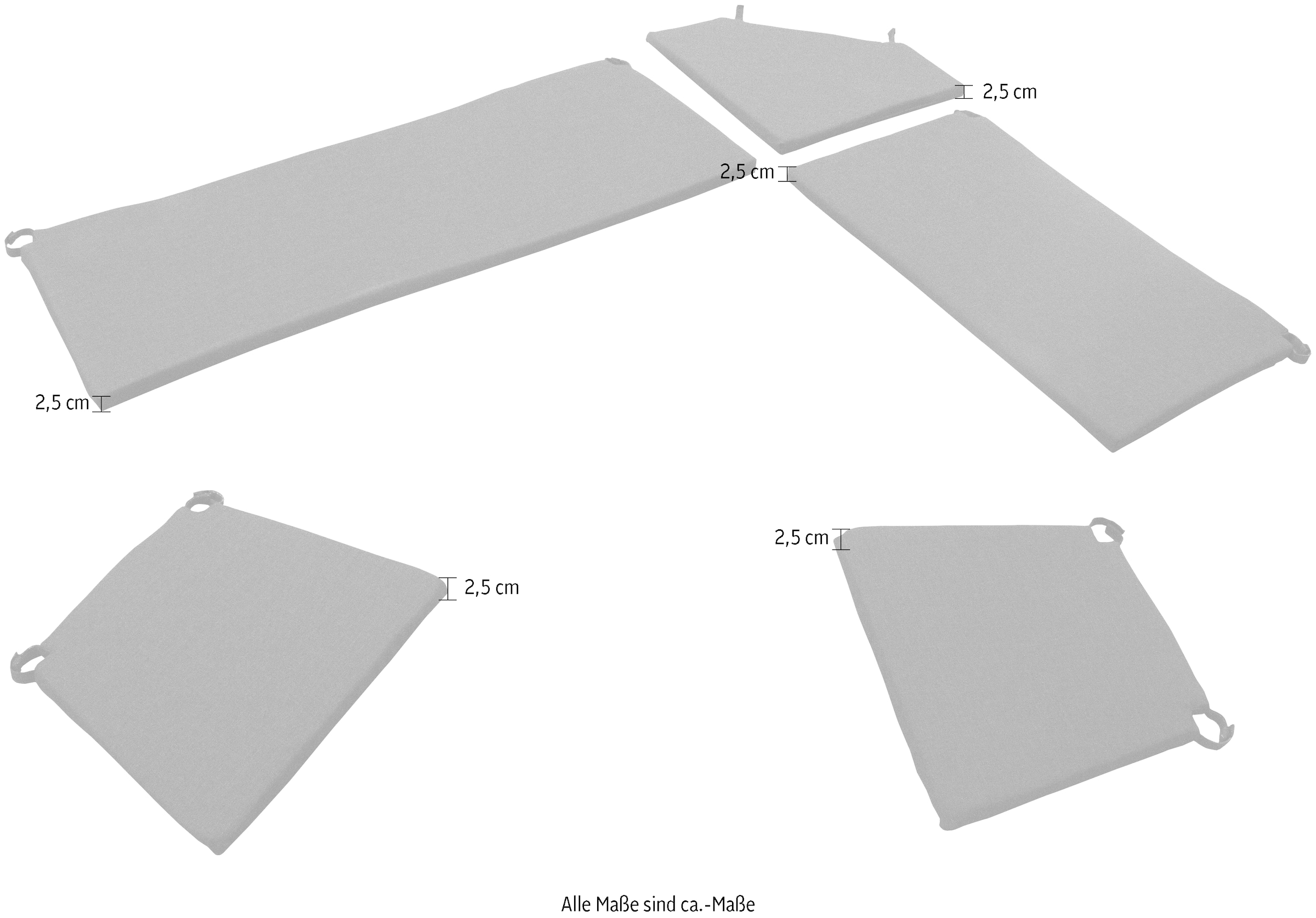 massivline&more Auflagekissen »Königssee, Polster, Sitzkissen, Sitzpolster, Auflagepolster« Wendekissenset 5-tlg. Lose