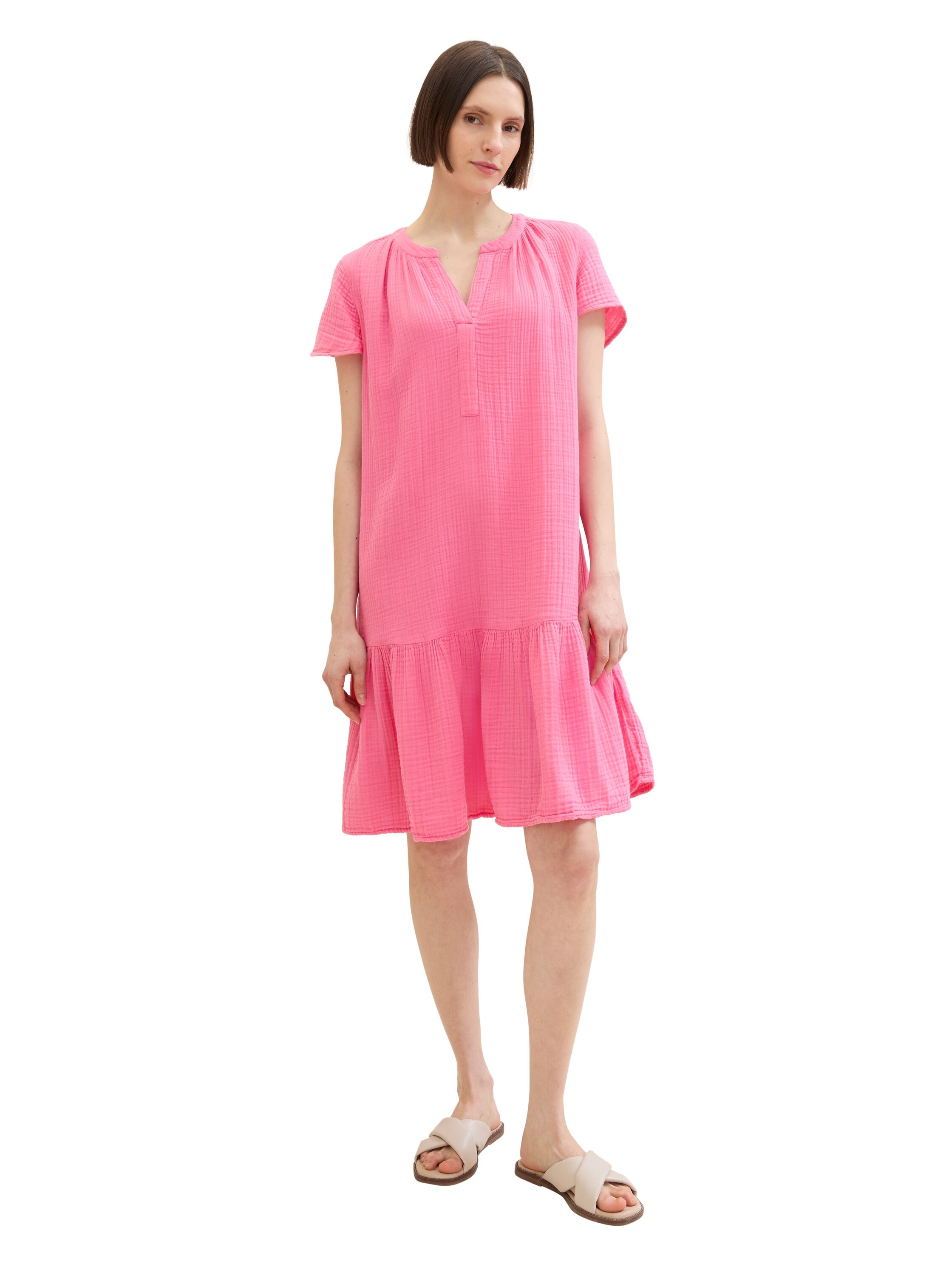 TOM TAILOR Minikleid, mit leichter Raffung - in Crincle-Optik