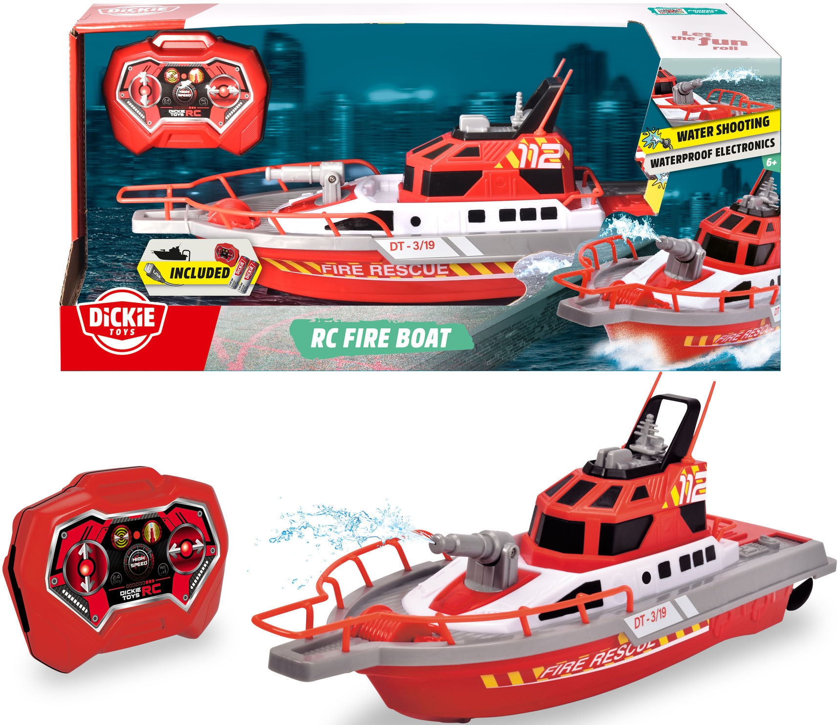 Dickie Toys RC-Boot »Feuerwehrboot«, mit Wasserspritzfunktion und  Fernbedienung bei