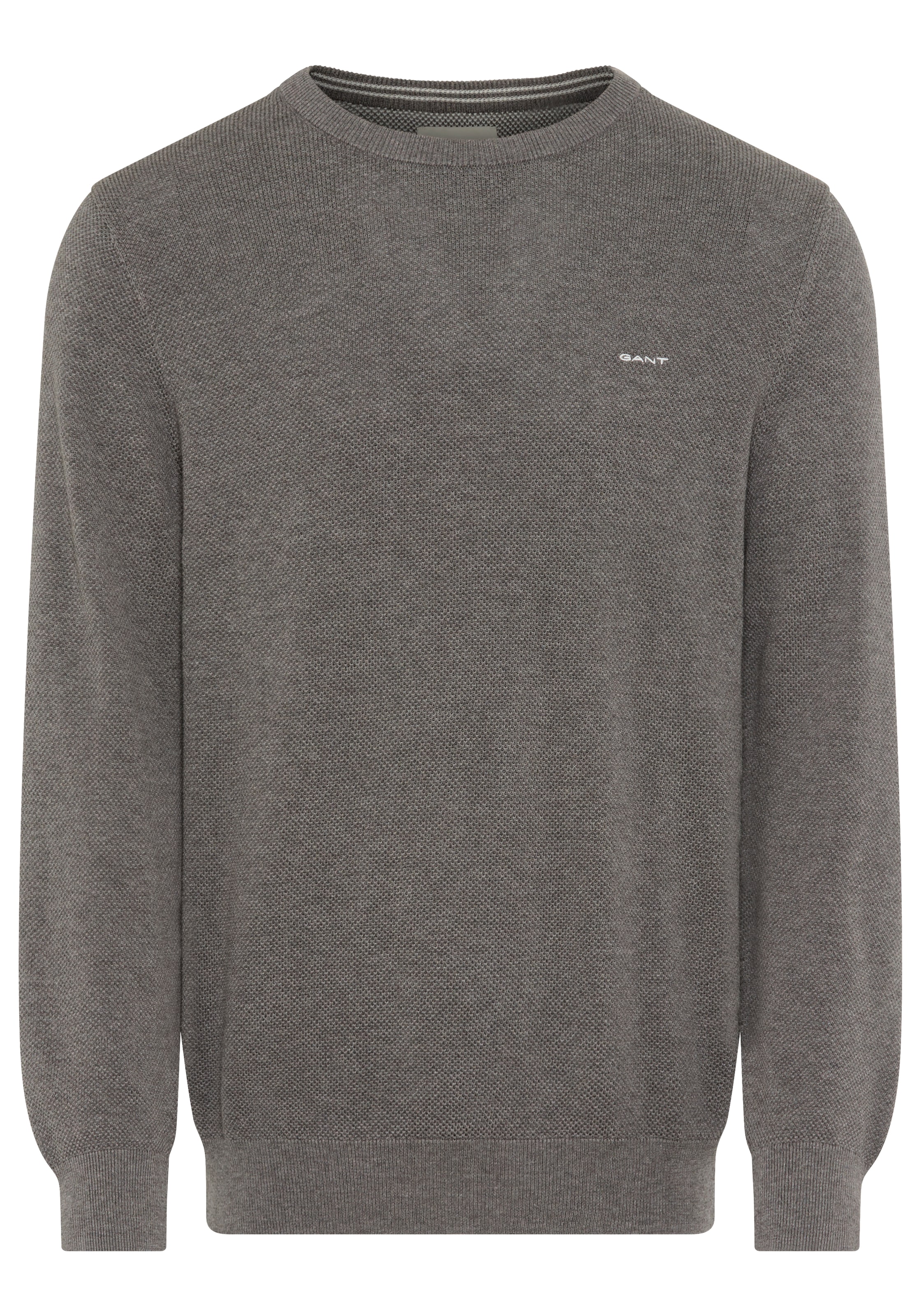 Gant Rundhalspullover »COTTON PIQUE C-NECK« mit Logostickerei auf der Brust