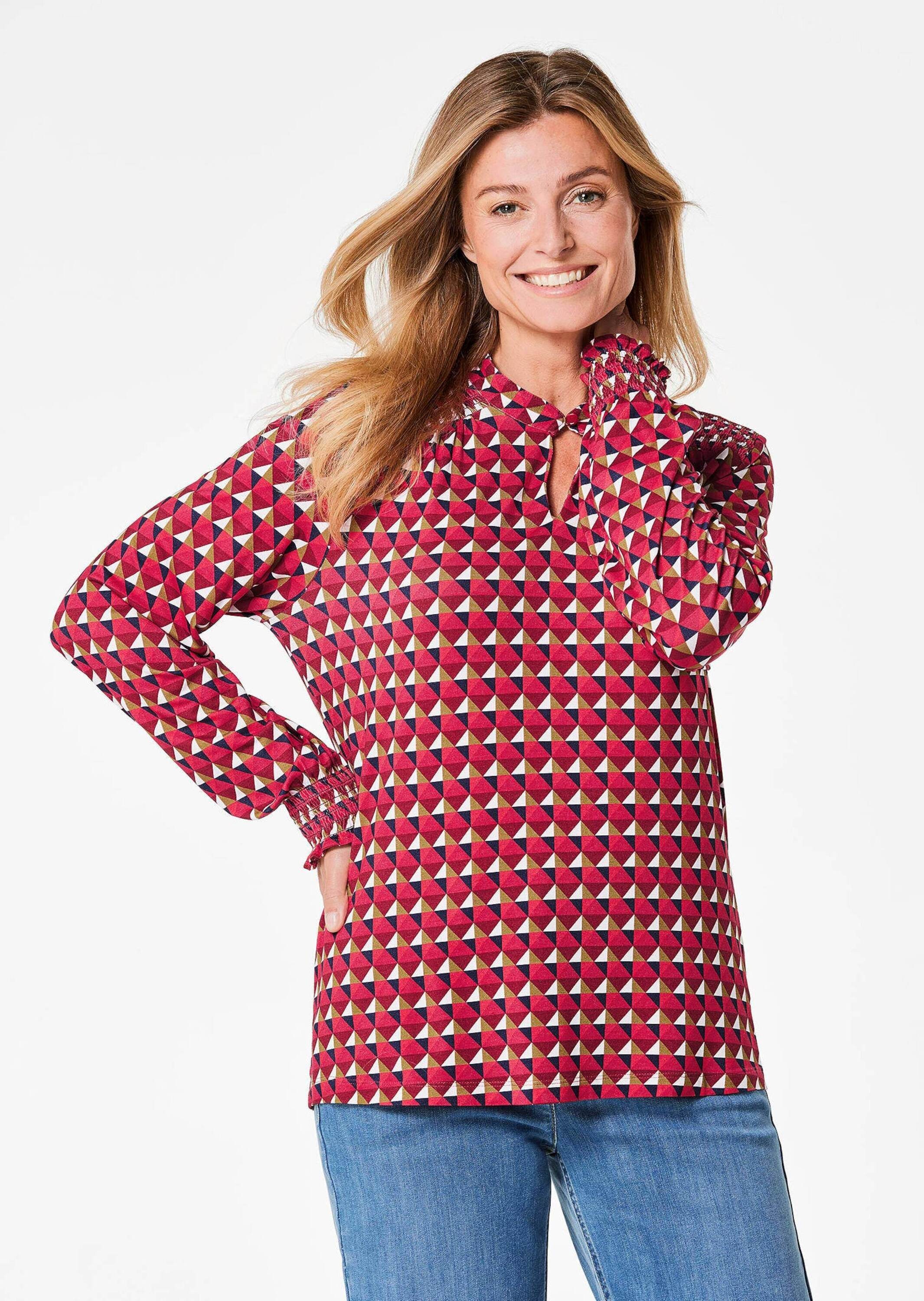 GOLDNER Langarmbluse »Jerseybluse mit modischen Smok-Details« Ohne