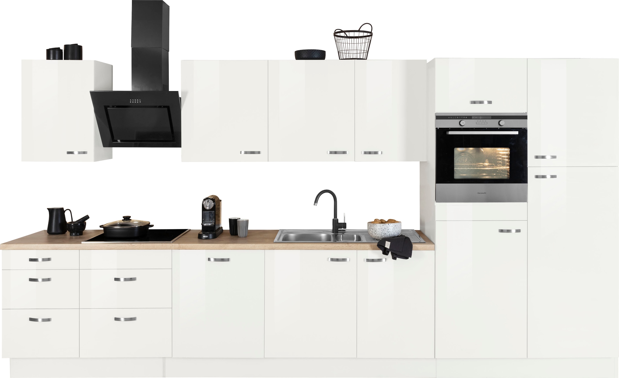 Küchenzeile Induktions-Kochfeld, »Cara, bestellen OPTIFIT 400 Breite HANSEATIC-E-Geräten, cm,«, Soft-Close-Funktion mit Raten auf