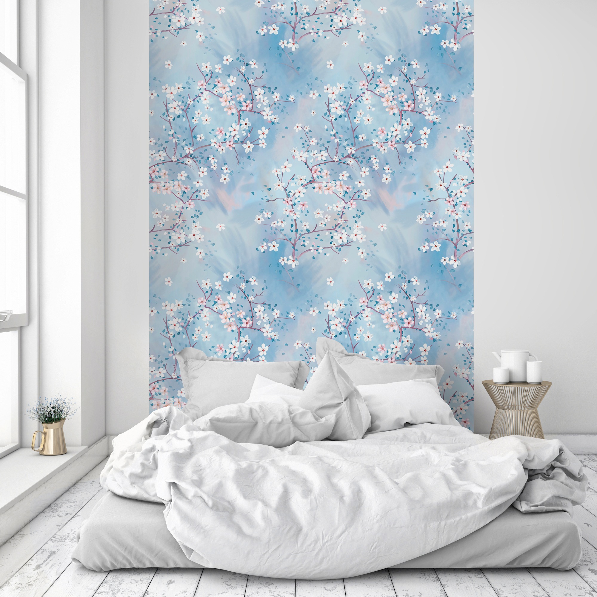queence Vinyltapete »Milana«, bedruckt-Motiv-botanisch-floral-gemustert-natürlich, 90x250cm, selbstklebend, kinderleichte Anbringung, Sticker
