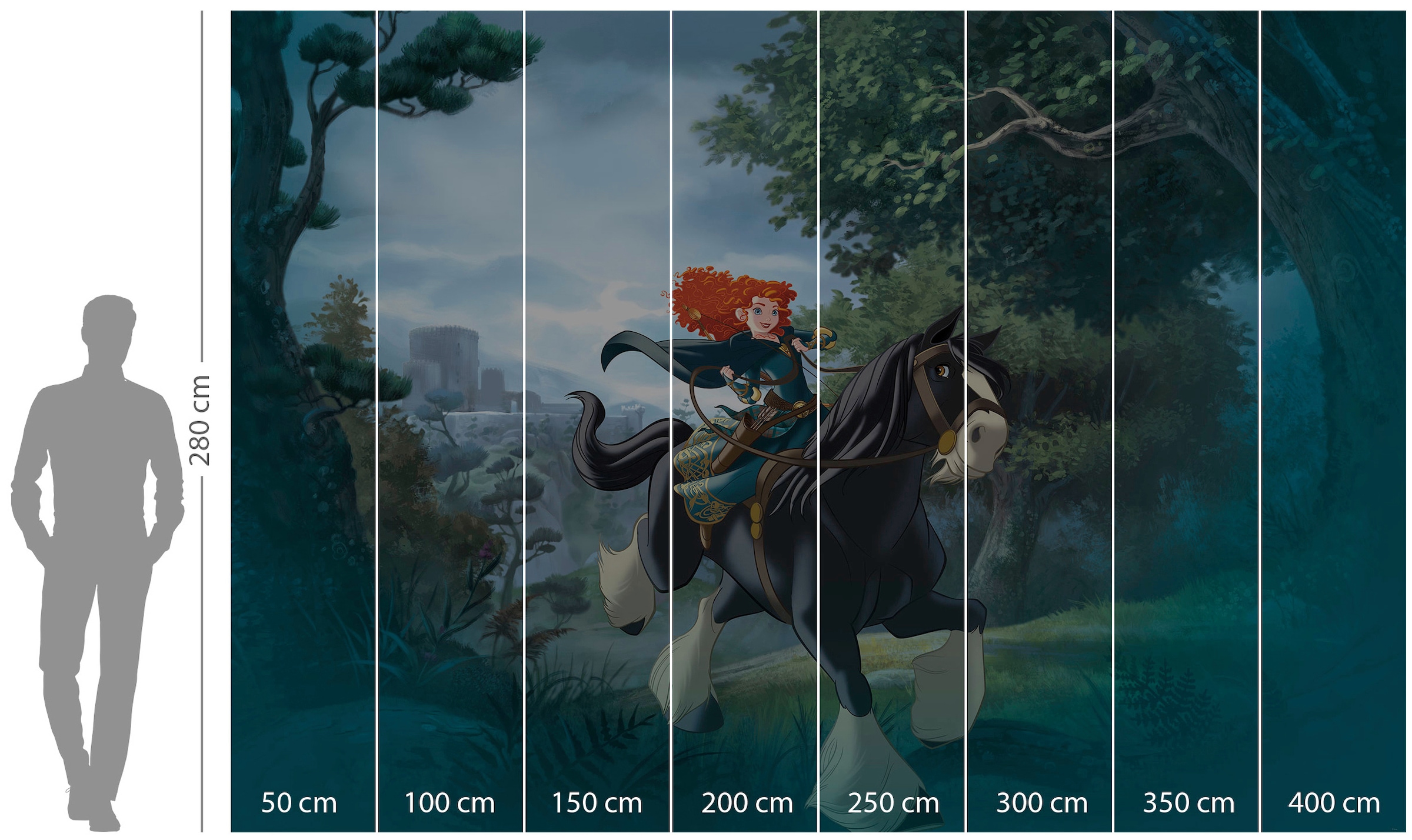Komar Vliestapete »Digitaldruck Vlies - Merida Riding - Größe 400 x 280 cm«, bedruckt, Kinderzimmer