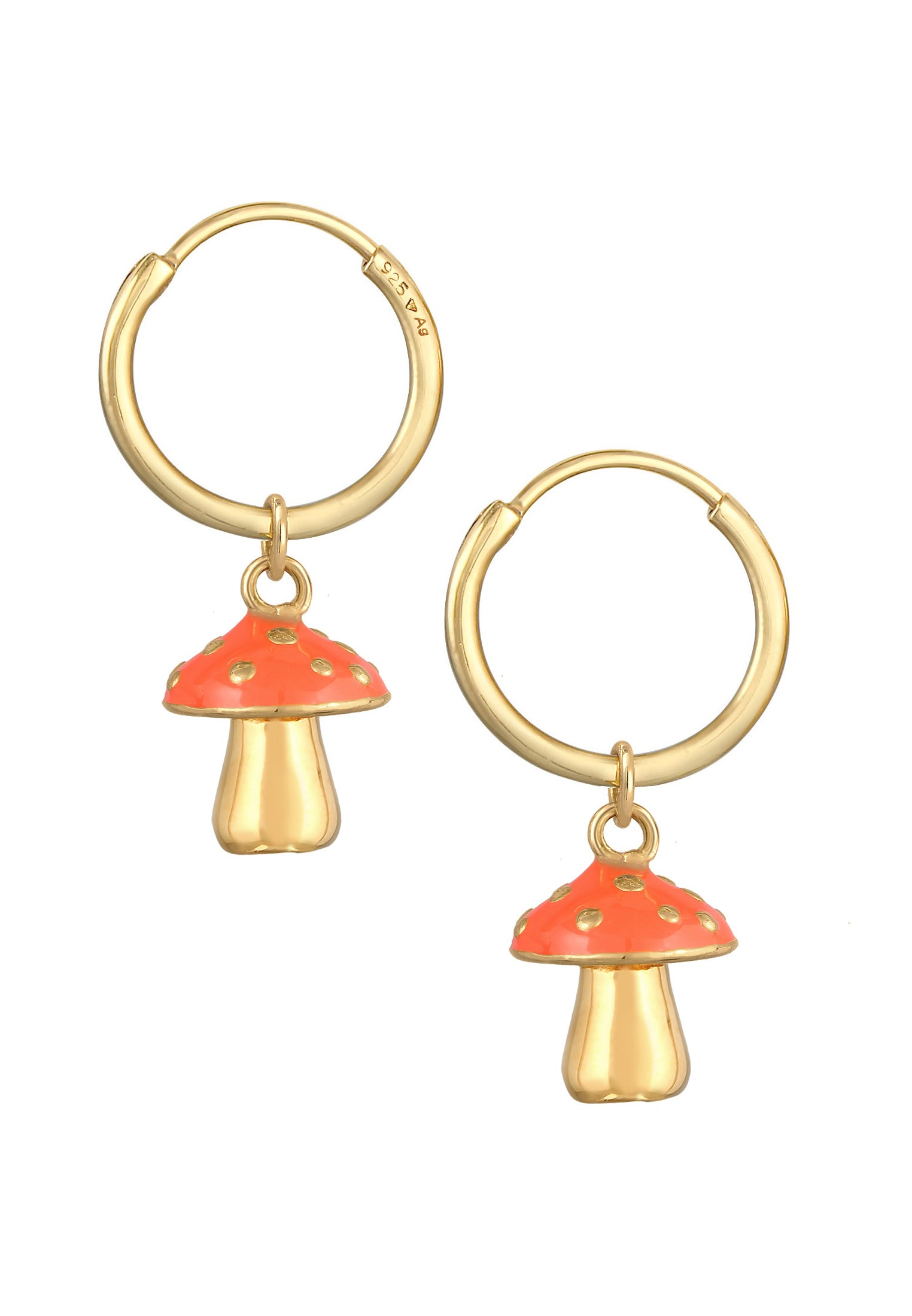 Elli Paar Creolen »Ohrringe Creolen Pilz Glück Emaille 925 Silber«