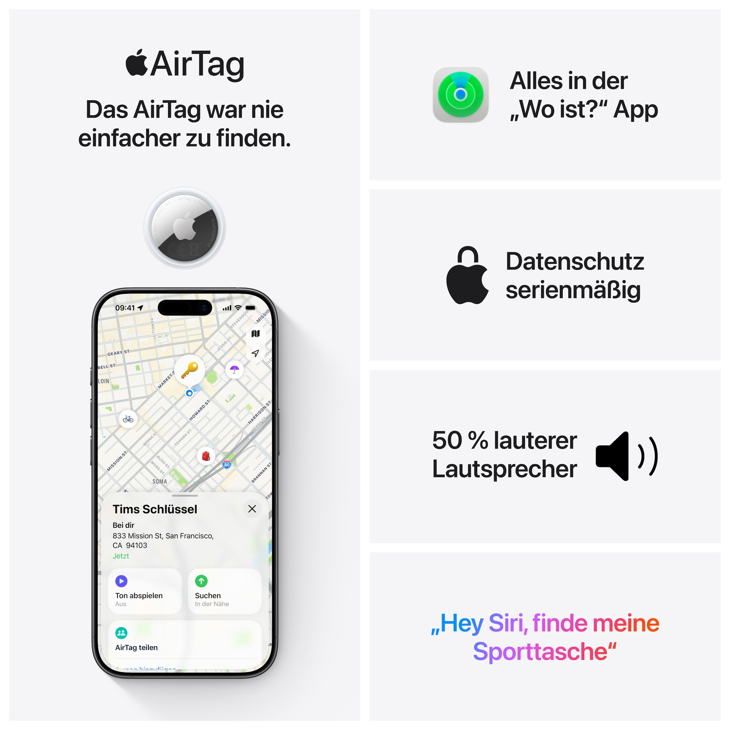 Apple Bluetooth-Tracker »AirTag 2nd Gen 4er Pack«