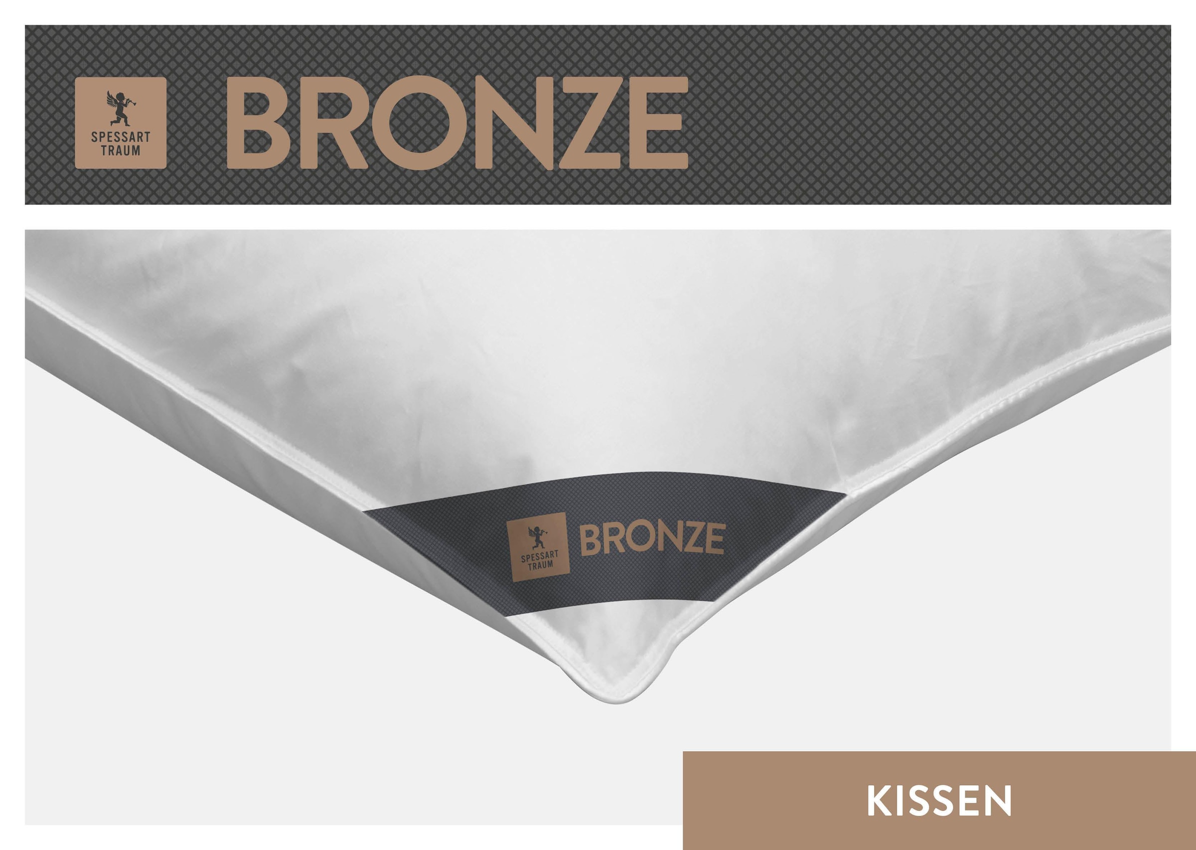 SPESSARTTRAUM 3-Kammer-Kopfkissen »Bronze«, Füllung: Außen: 90% Daunen,10% Federn; Innen: 100% Federn, Bezug: 100% Baumwolle, (1 St.), hergestellt in Deutschland, allergikerfreundlich