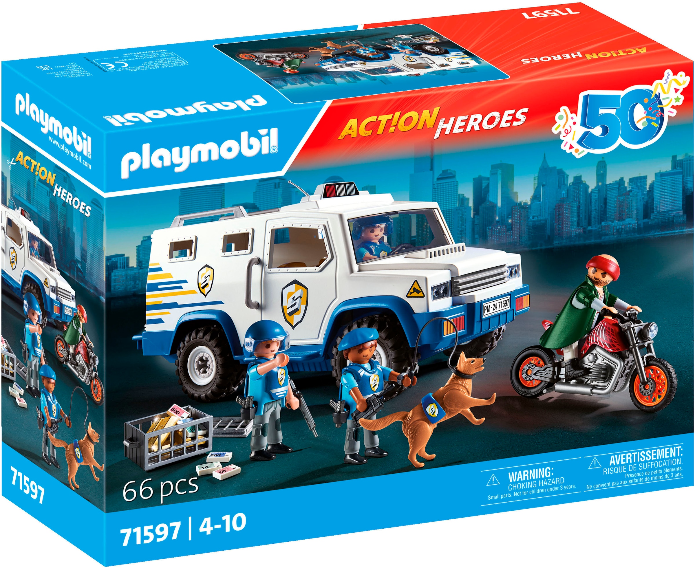 Playmobil® Konstruktions-Spielset »Geldtransporter (71597), Action Heroes, 50 Jahre«, (66 St.), Made in Europe