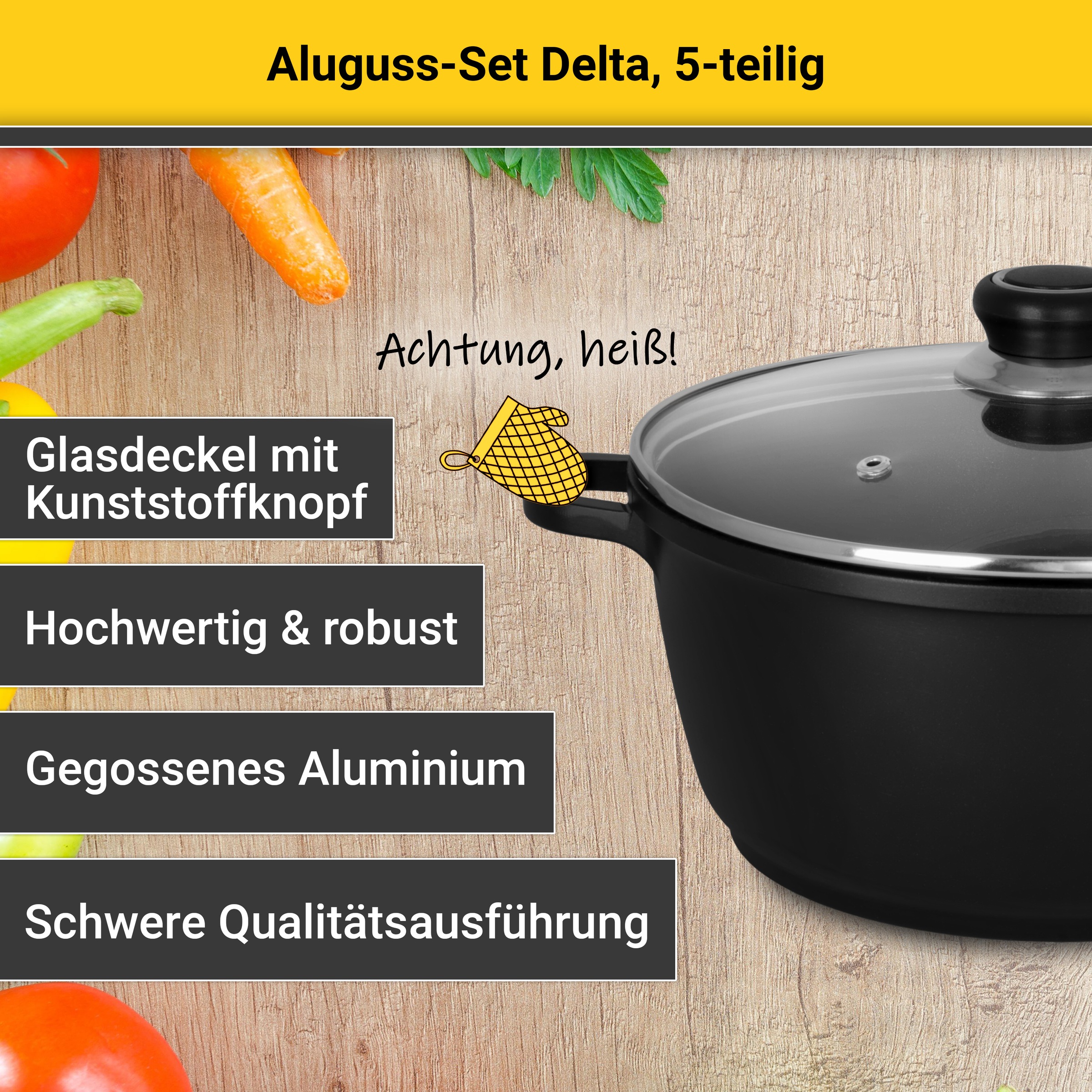 Krüger Topf-Set »Delta« Set, 7 Stk. tlg. Aluminiumguss