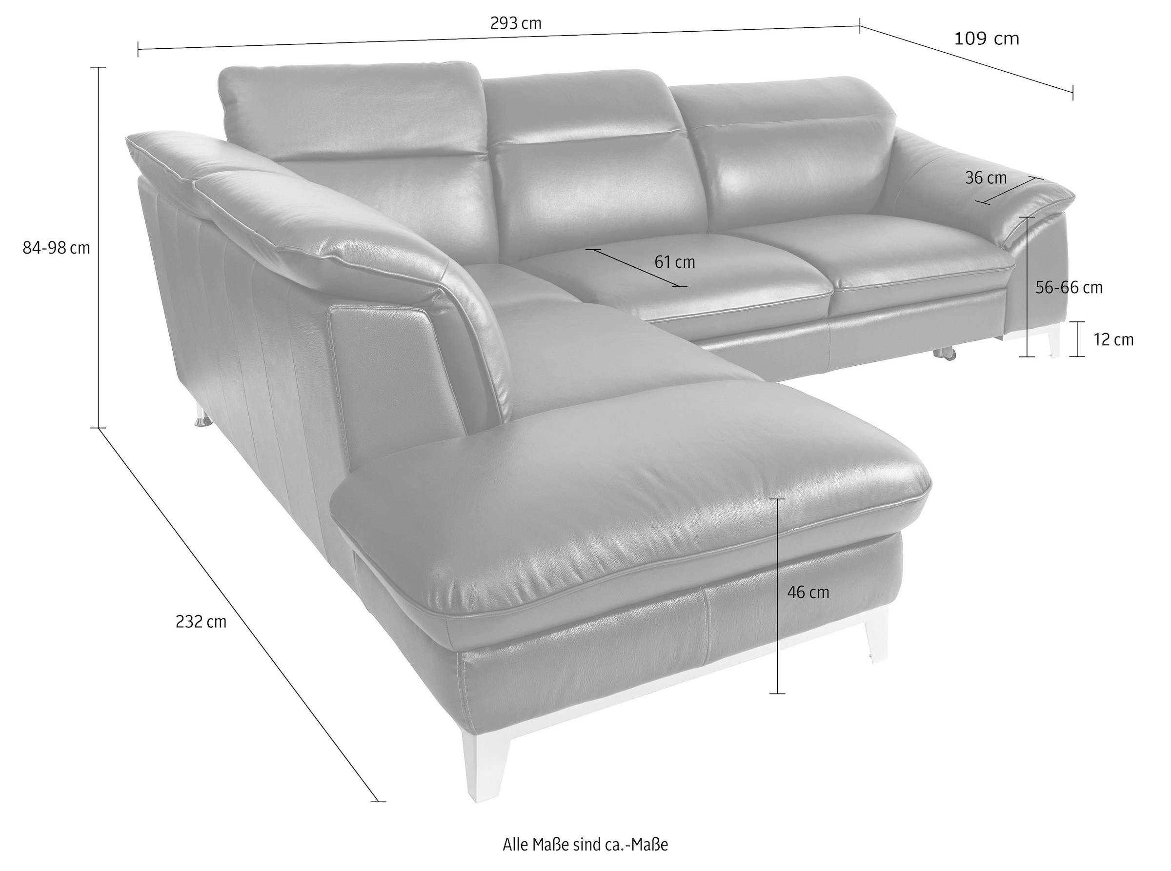 COTTA Polstergarnitur »Teresa«, (Set), Set: bestehend aus Ecksofa und Hocker, Ecksofa wahlweise Bettfunktion