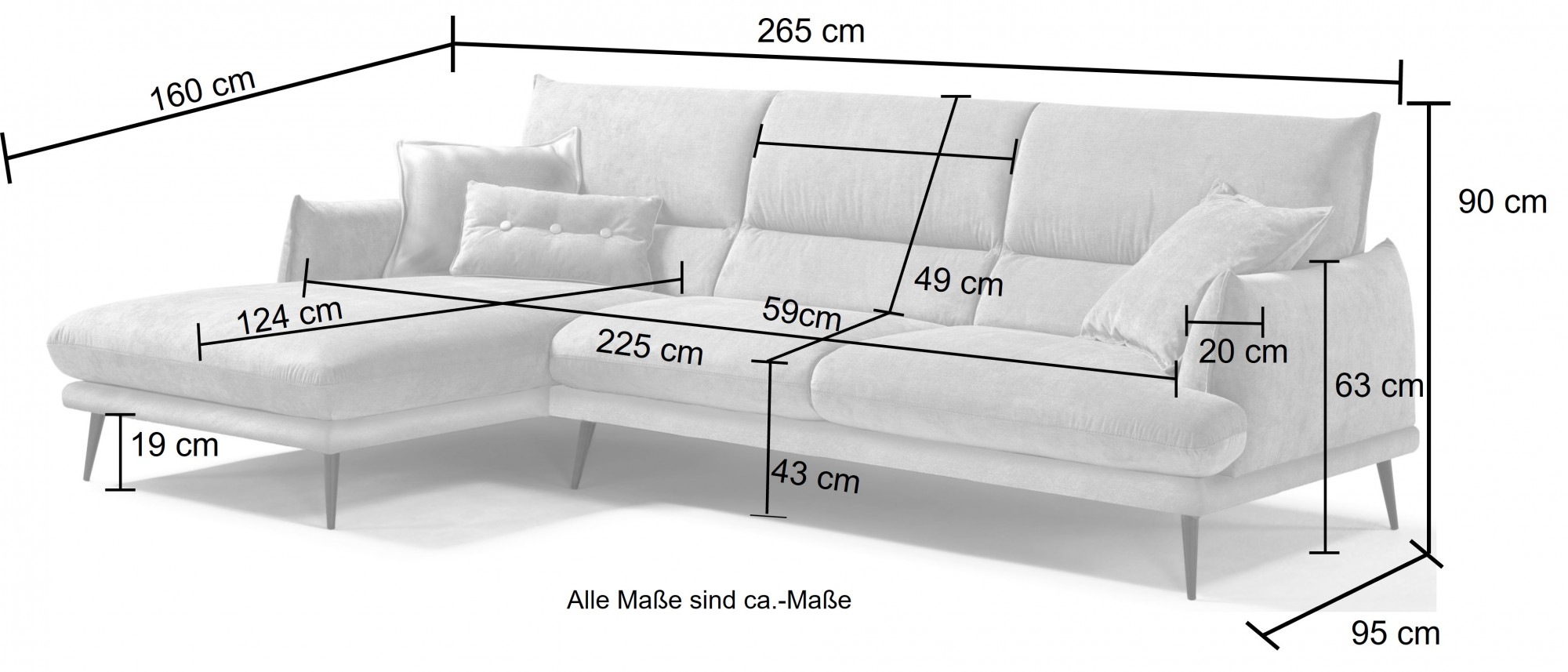 Egoitaliano Ecksofa »FUNNY, hochwertiges und aktuelles Design, bequeme Rückenlehne«, hochwertiger Sitzkomfort, L-Form