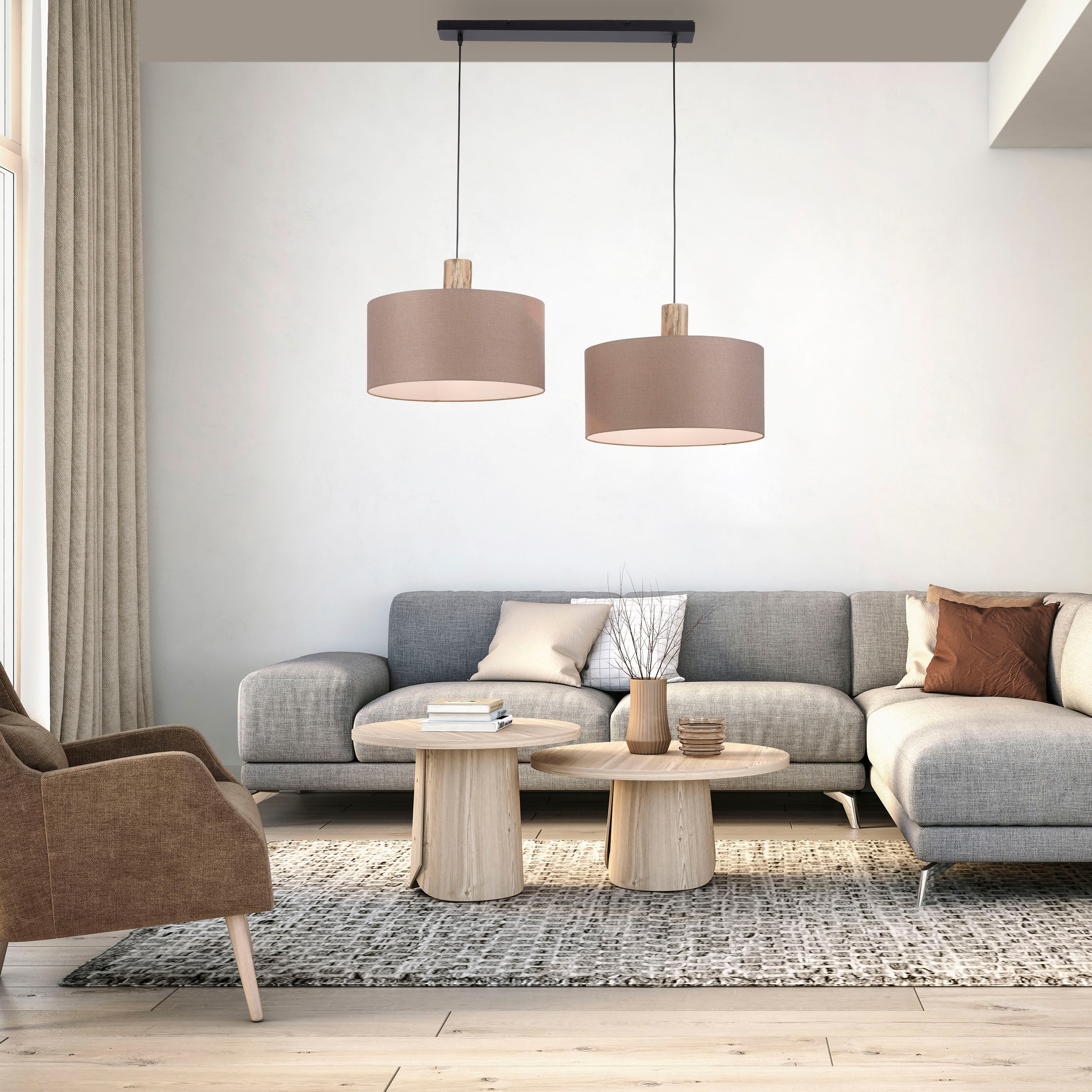 JUST LIGHT Pendelleuchte »LINEN« E27 1 Stk. ExklusiveE27