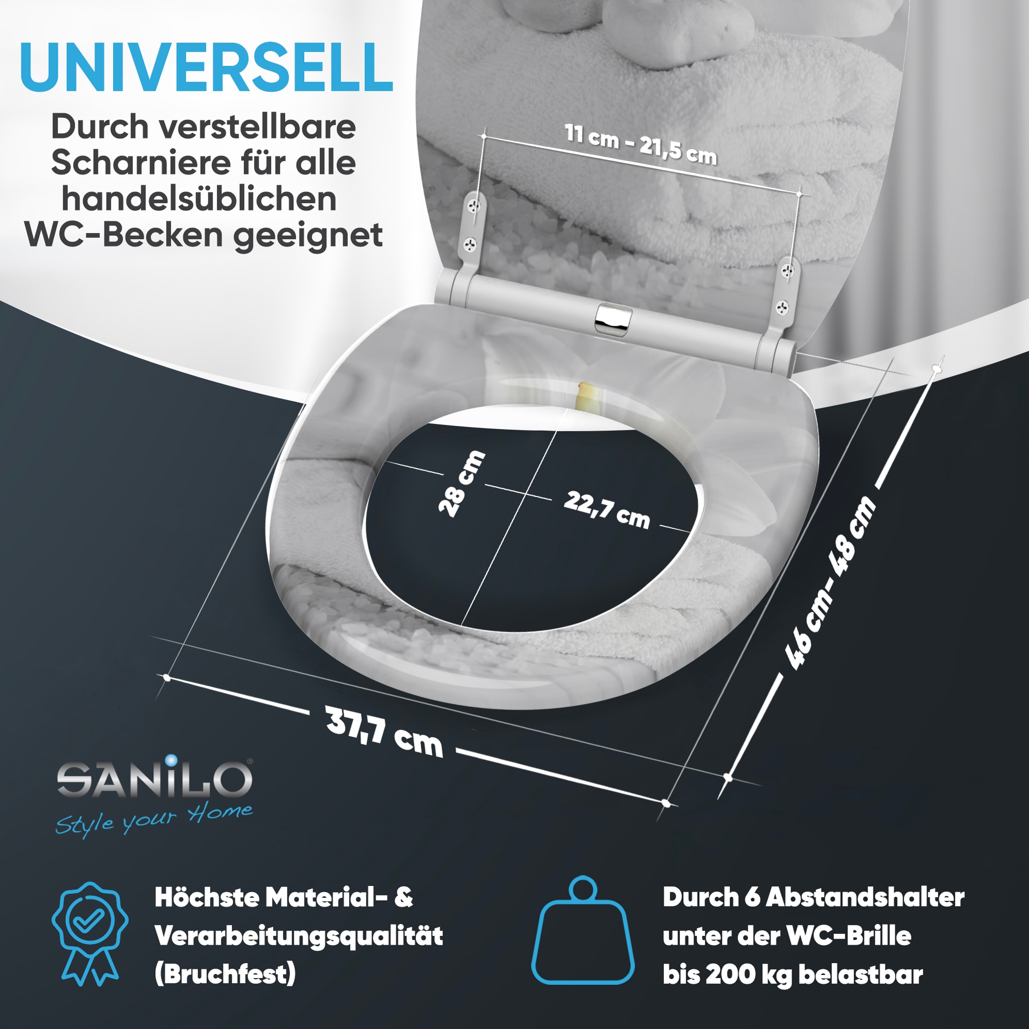 Sanilo WC-Sitz »Good Feeling mit Absenkautomatik & Quick Release« Premium Toilettendeckel, abnehmbar, leichte Montage von oben