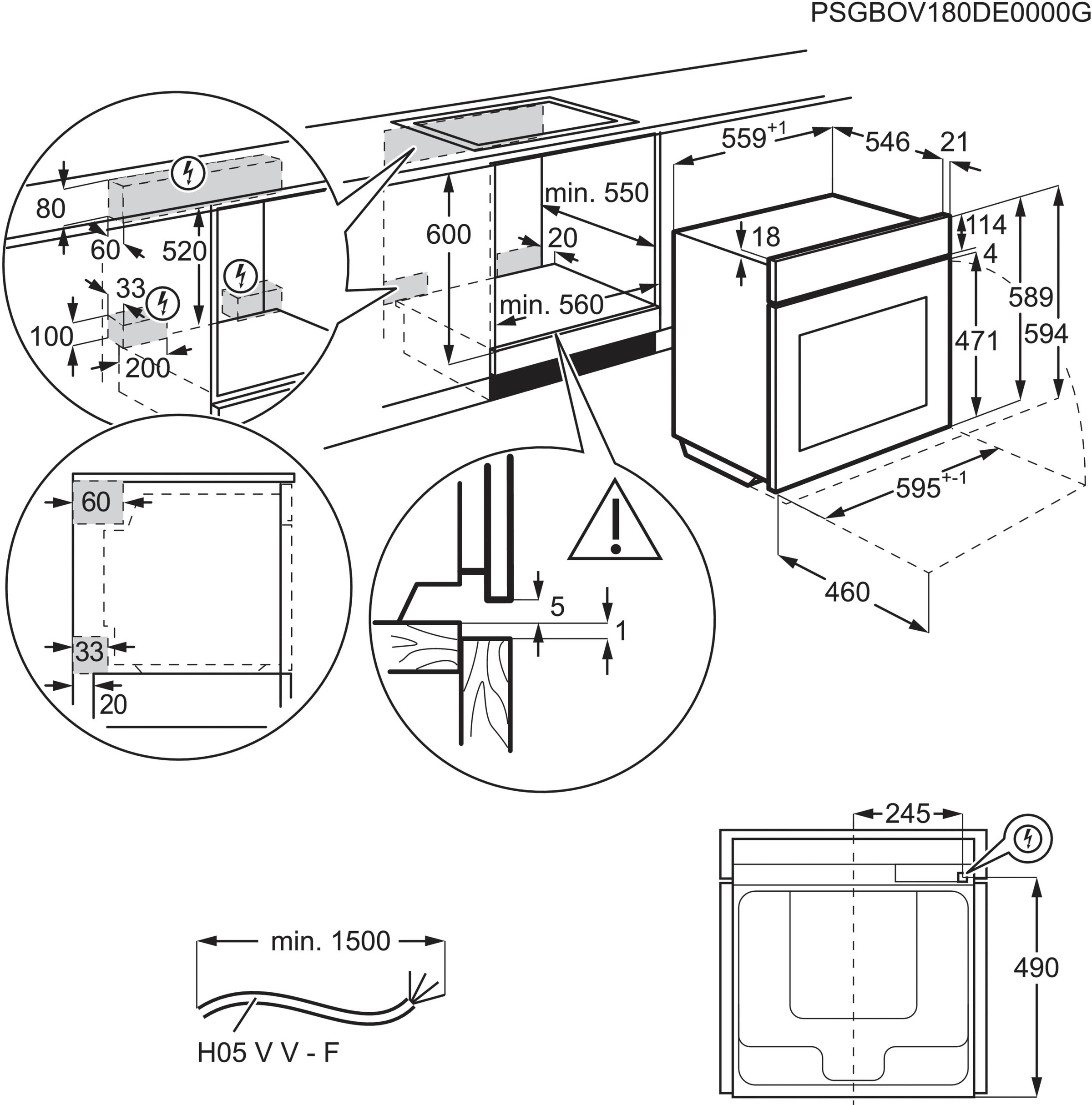 AEG Pyrolyse Backofen Serie 6000 »BPE535060B 944 188 762«, mit 1-fach-Teleskopauszug, Pyrolyse-Selbstreinigung